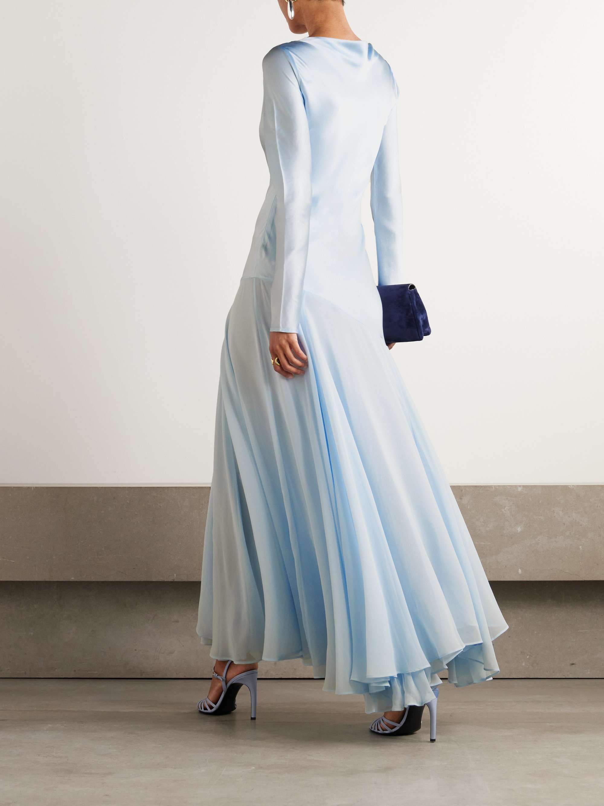 Cordelia silk-satin and chiffon maxi dress view