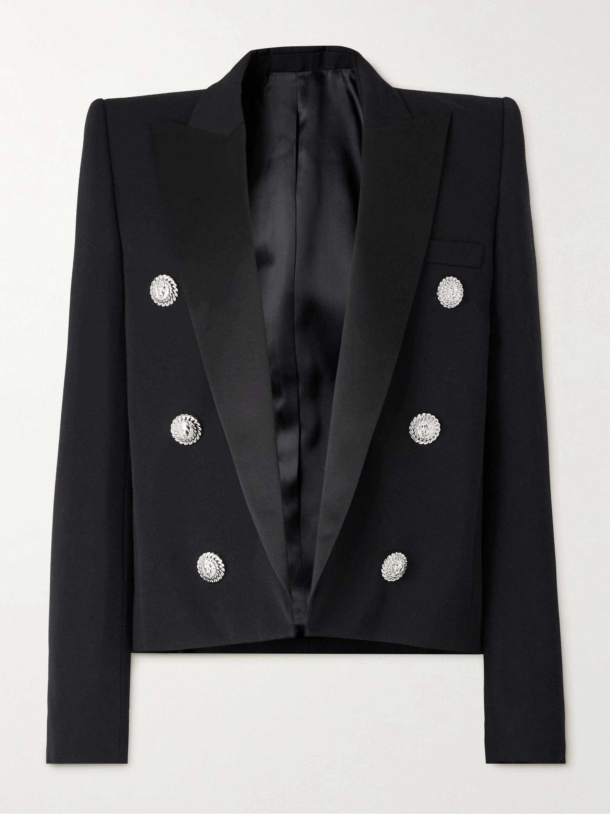 Spencer Slim-Fit Satin-Trimmed Grain De Poudre Wool Blazer hero visual
