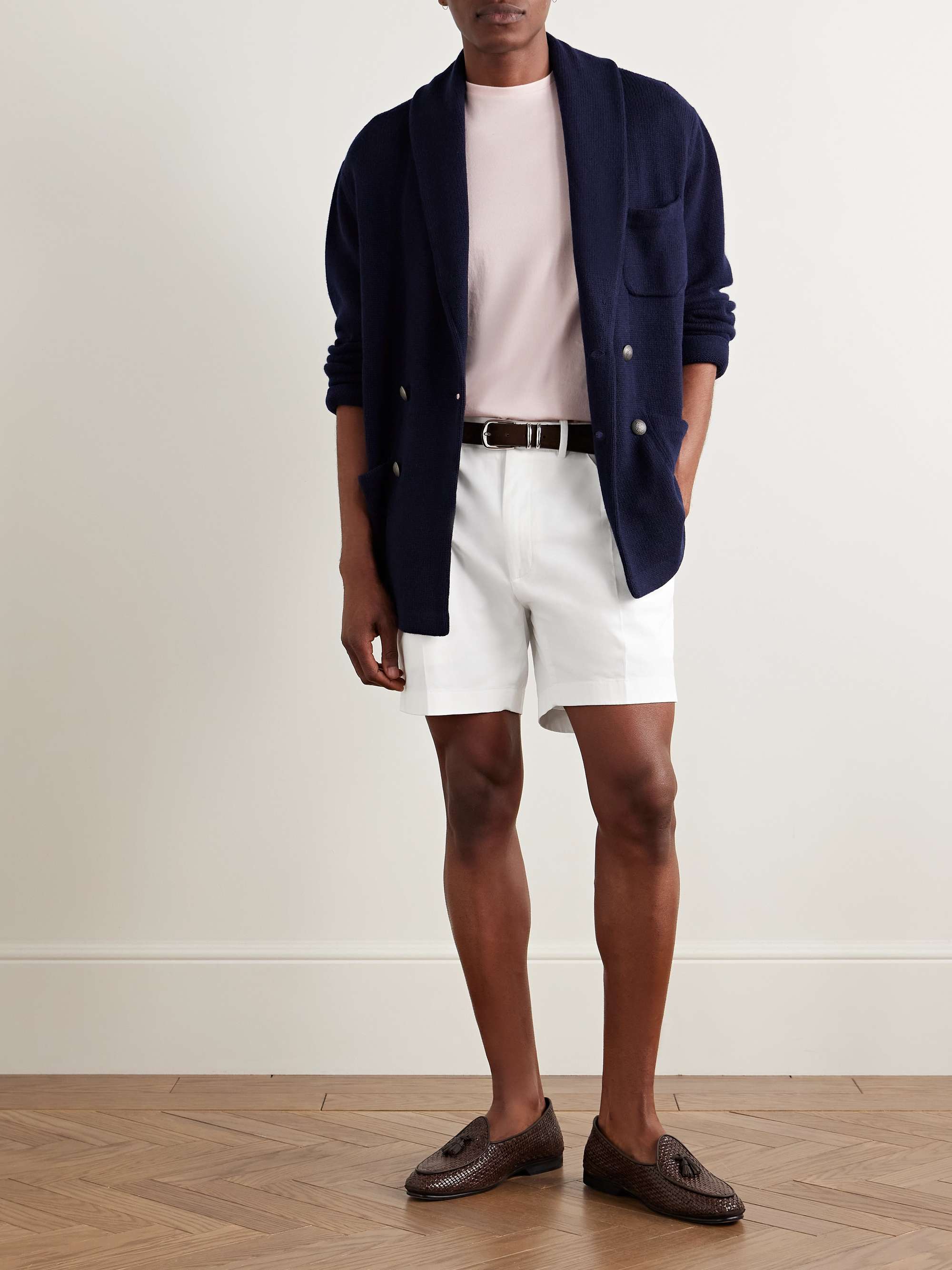 Slim-Fit Straight-Leg Garment-Dyed Stretch-Cotton Twill Shorts view