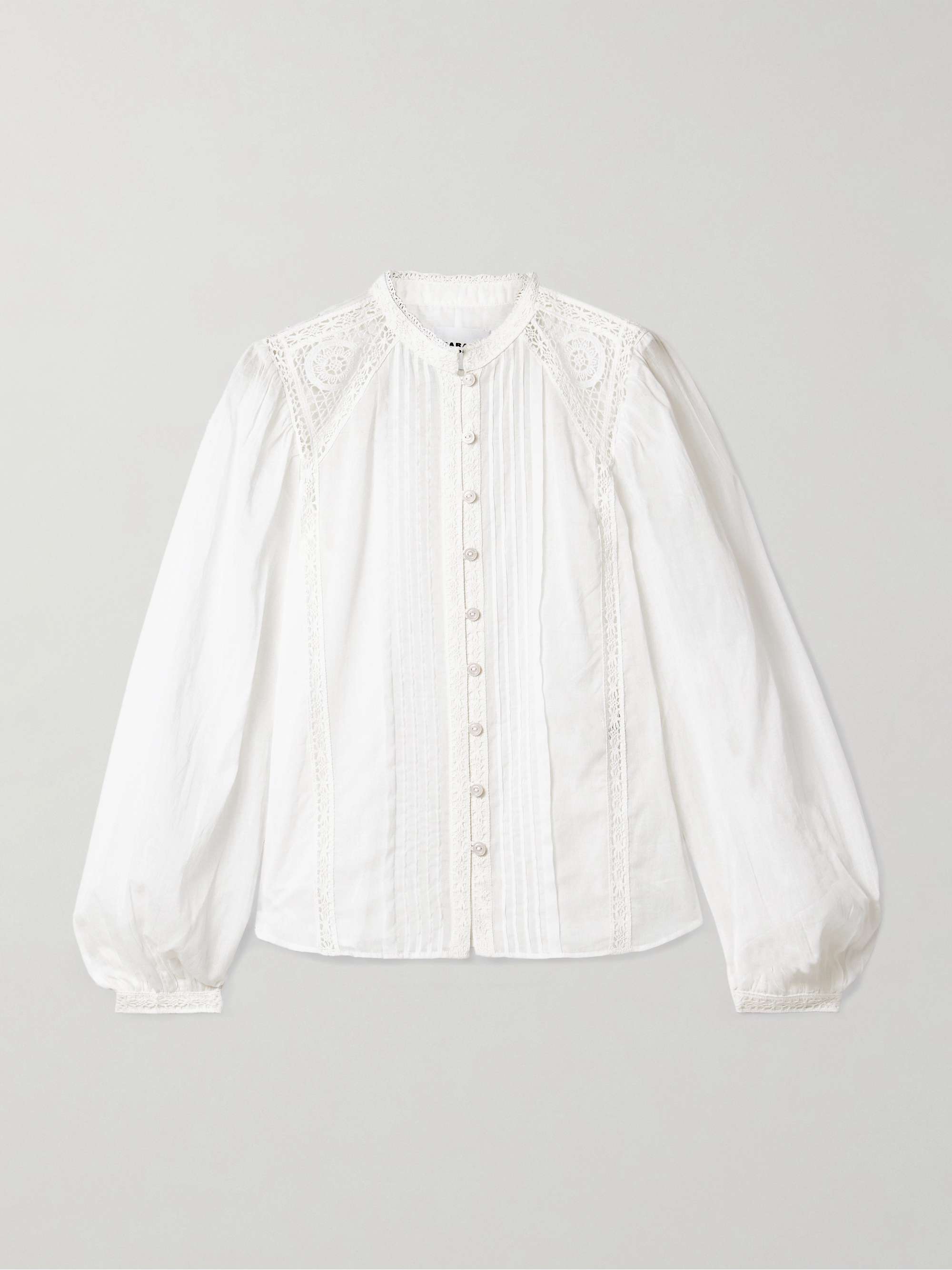 Greicy guipure lace-trimmed pintucked cotton-voile shirt hero visual