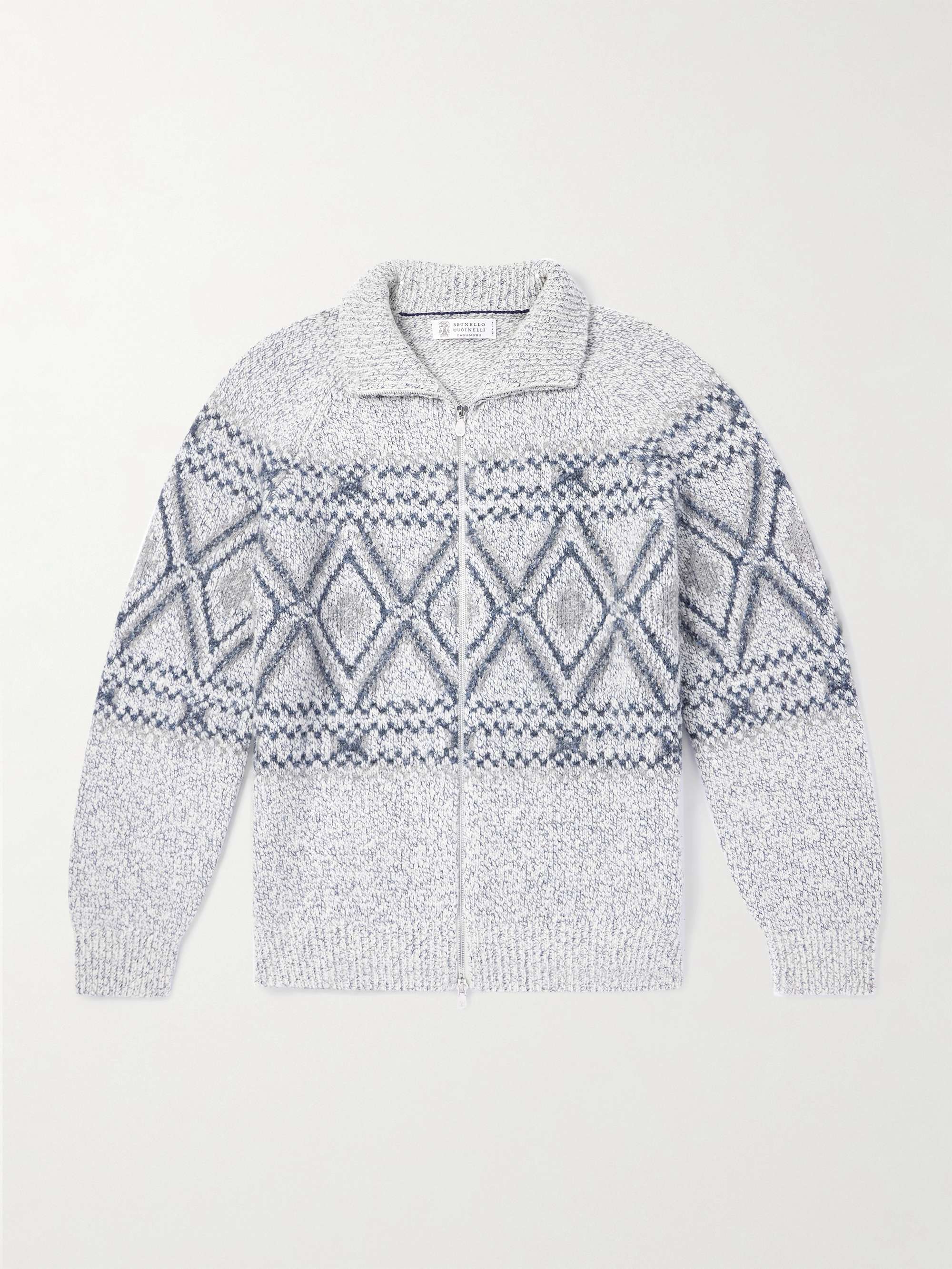 Fair Isle Wool, Silk and Cashmere-Blend Zip-Up Cardigan hero visual