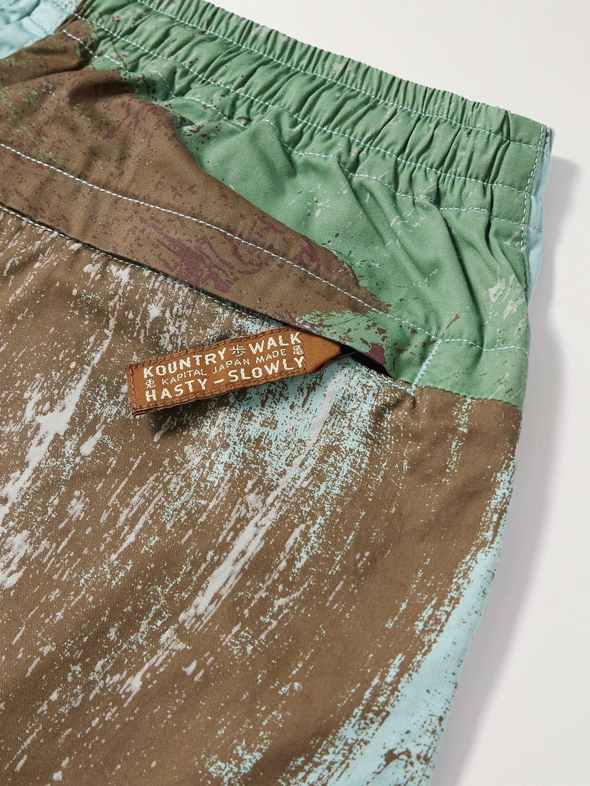 Easy Straight-Leg Printed Cotton-Poplin Drawstring Trousers view