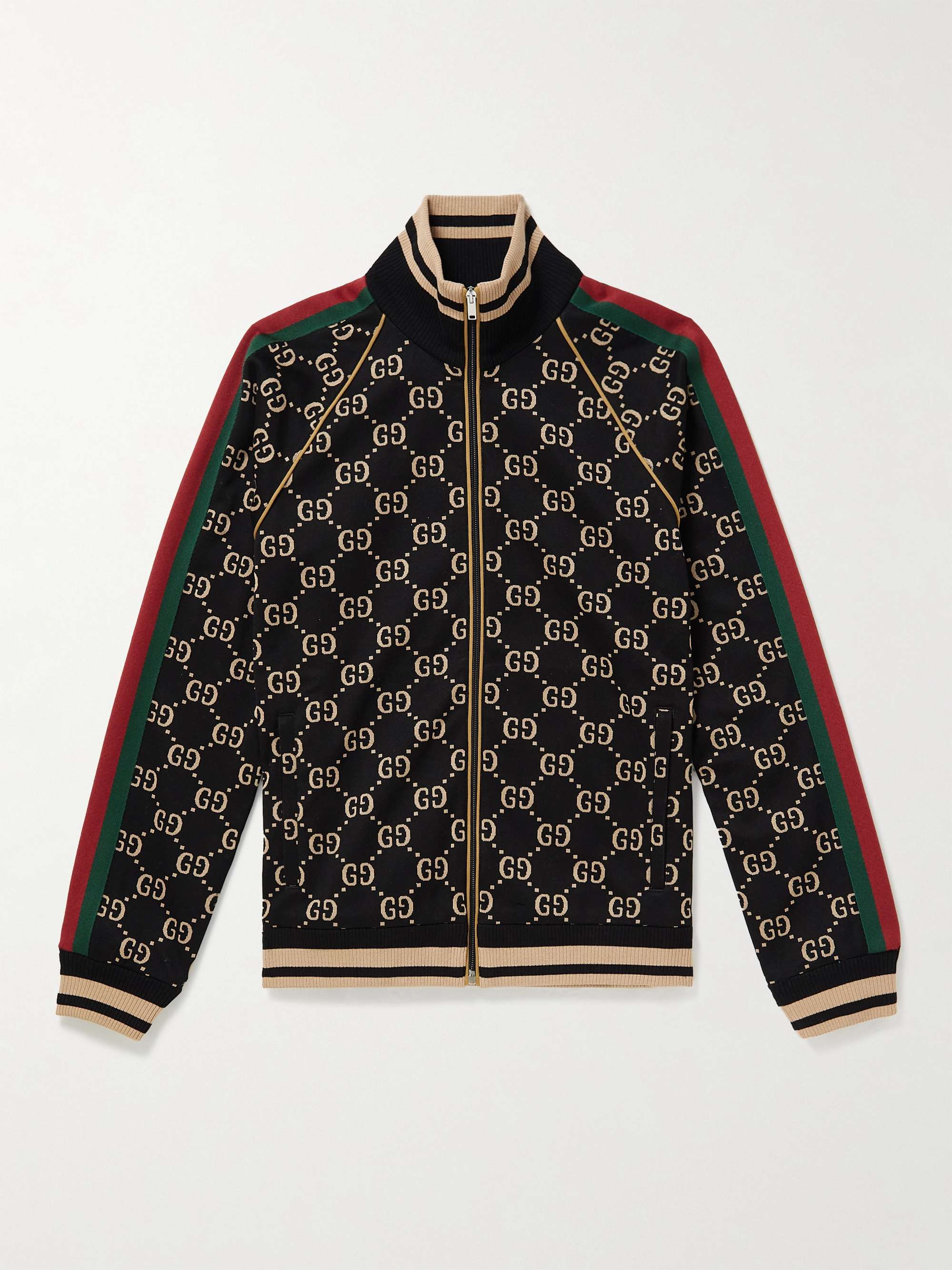 Webbing-Trimmed Monogrammed Cotton-Jersey Track Jacket hero visual