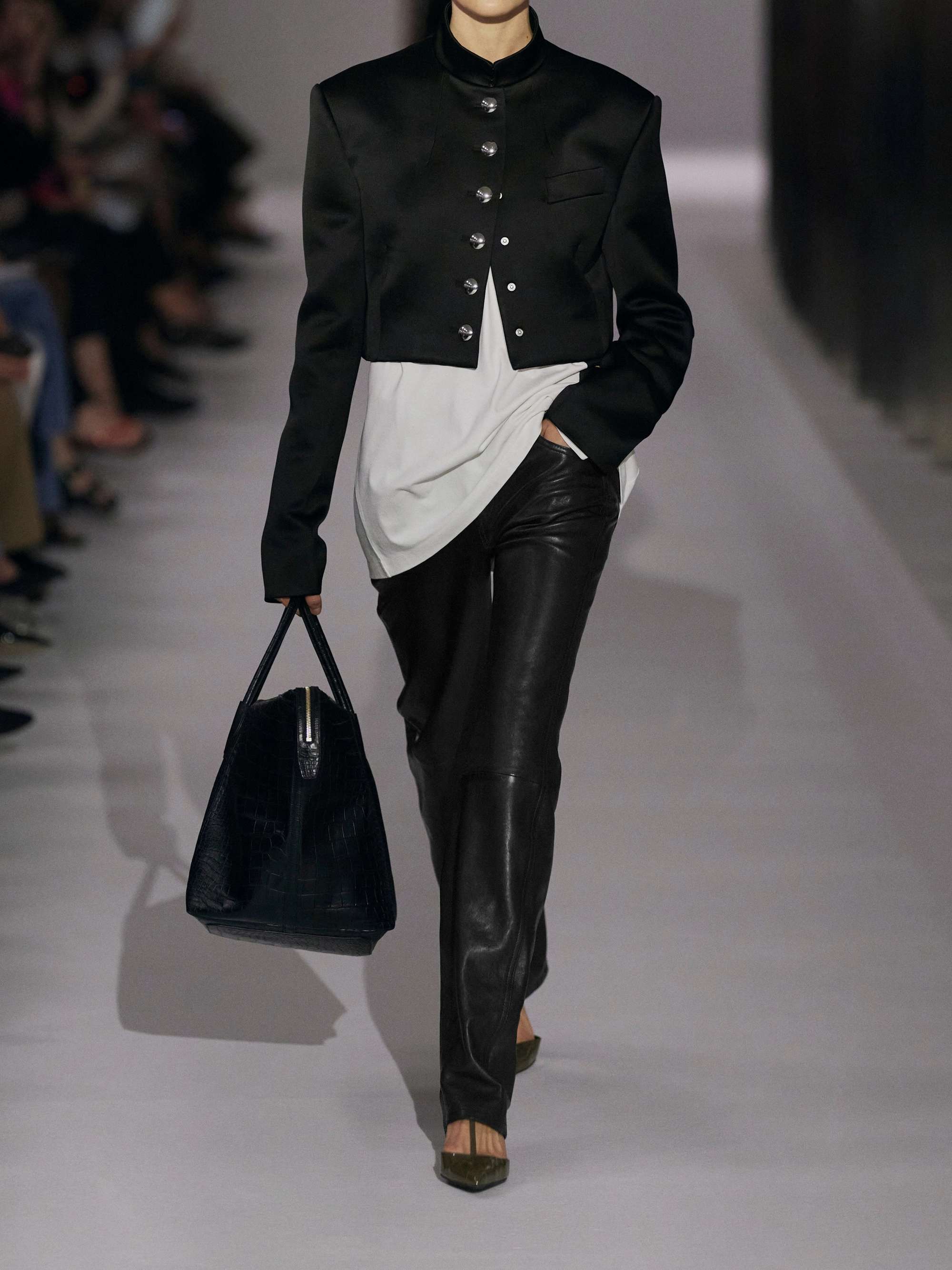 Emmet leather straight-leg pants view