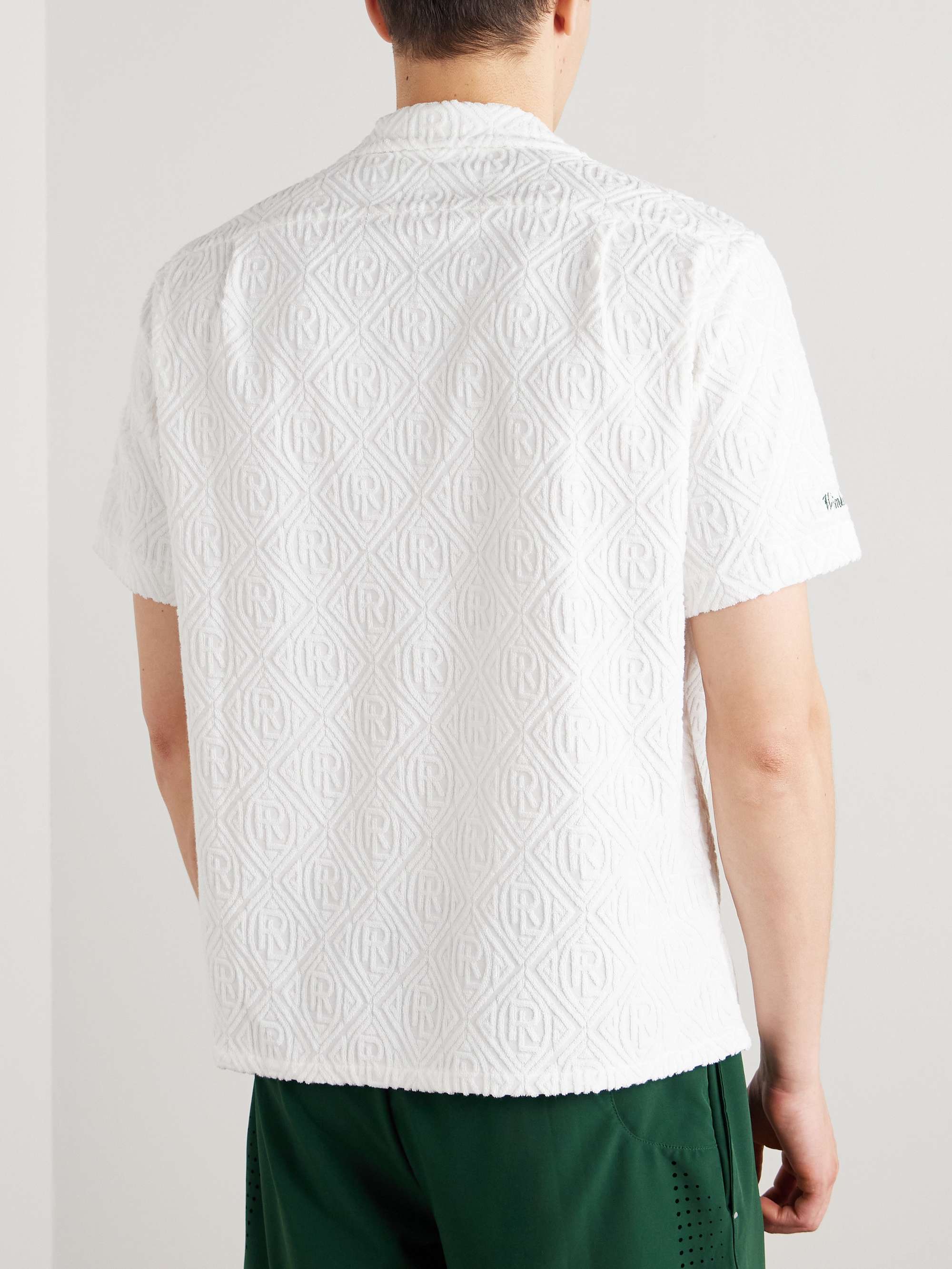 + Wimbledon Camp-Collar Logo-Embroidered Cotton-Blend Terry Jacquard Shirt view