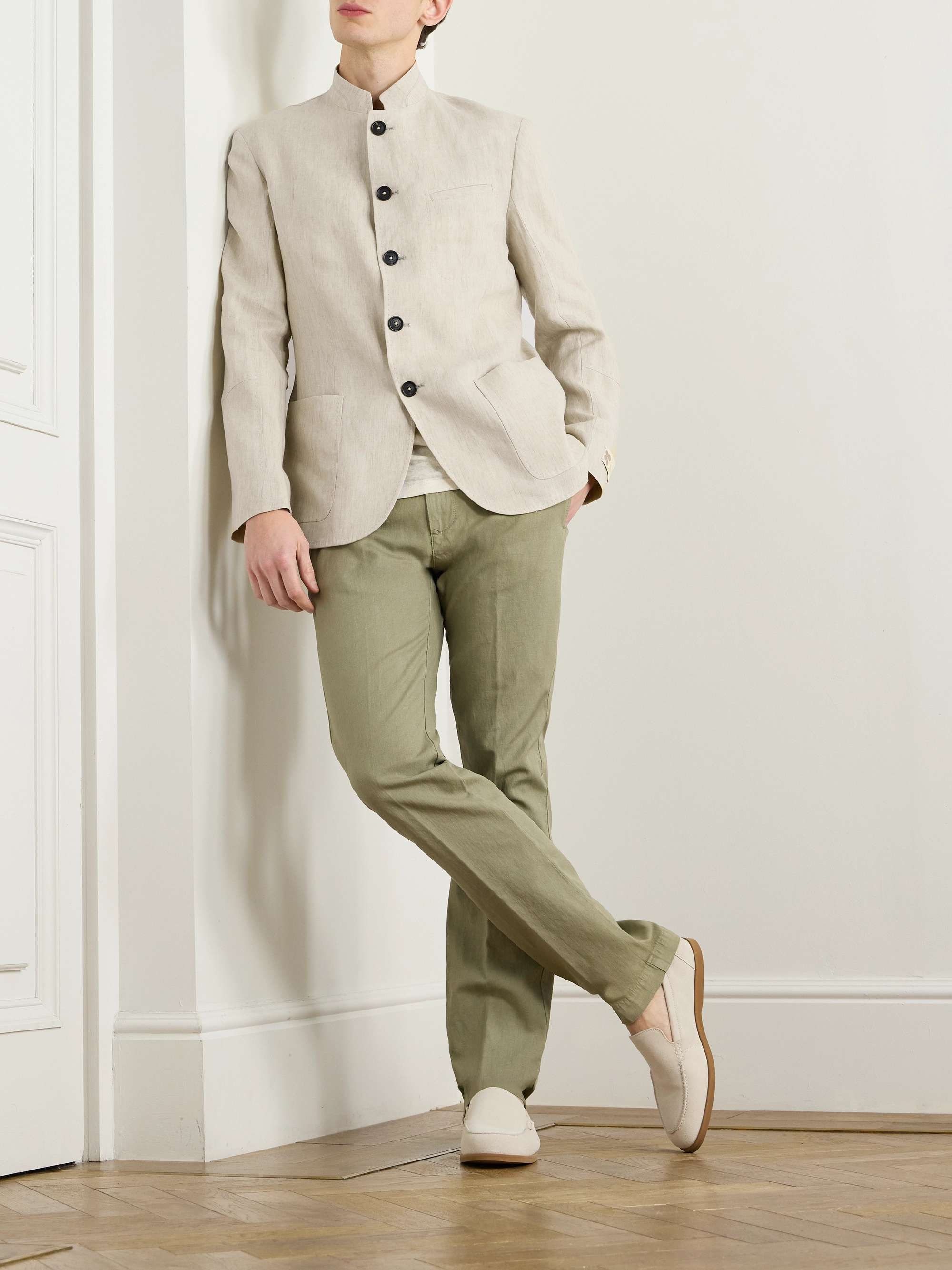 Gstaad Grandad-Collar Linen Overshirt view