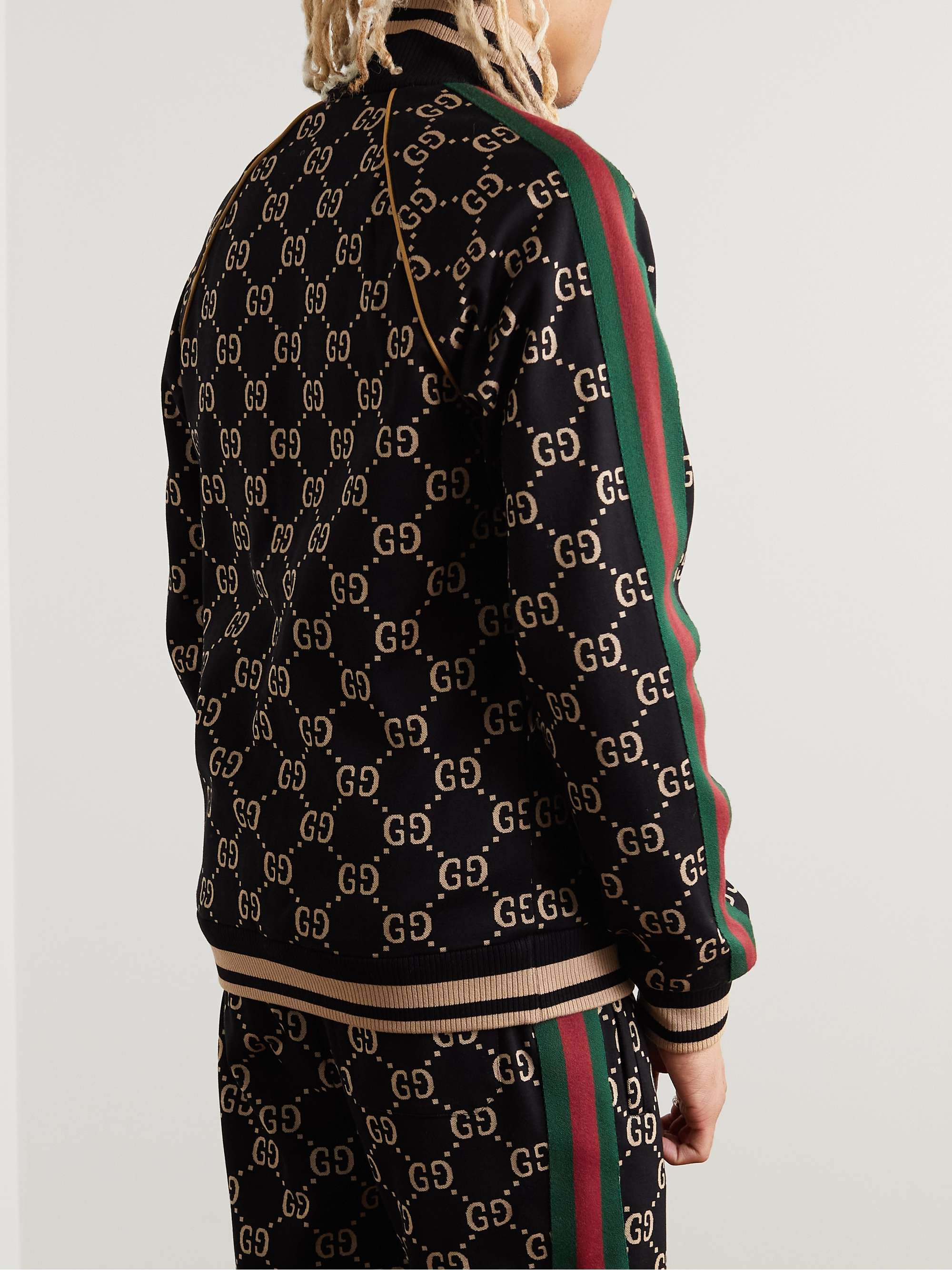 Webbing-Trimmed Monogrammed Cotton-Jersey Track Jacket view