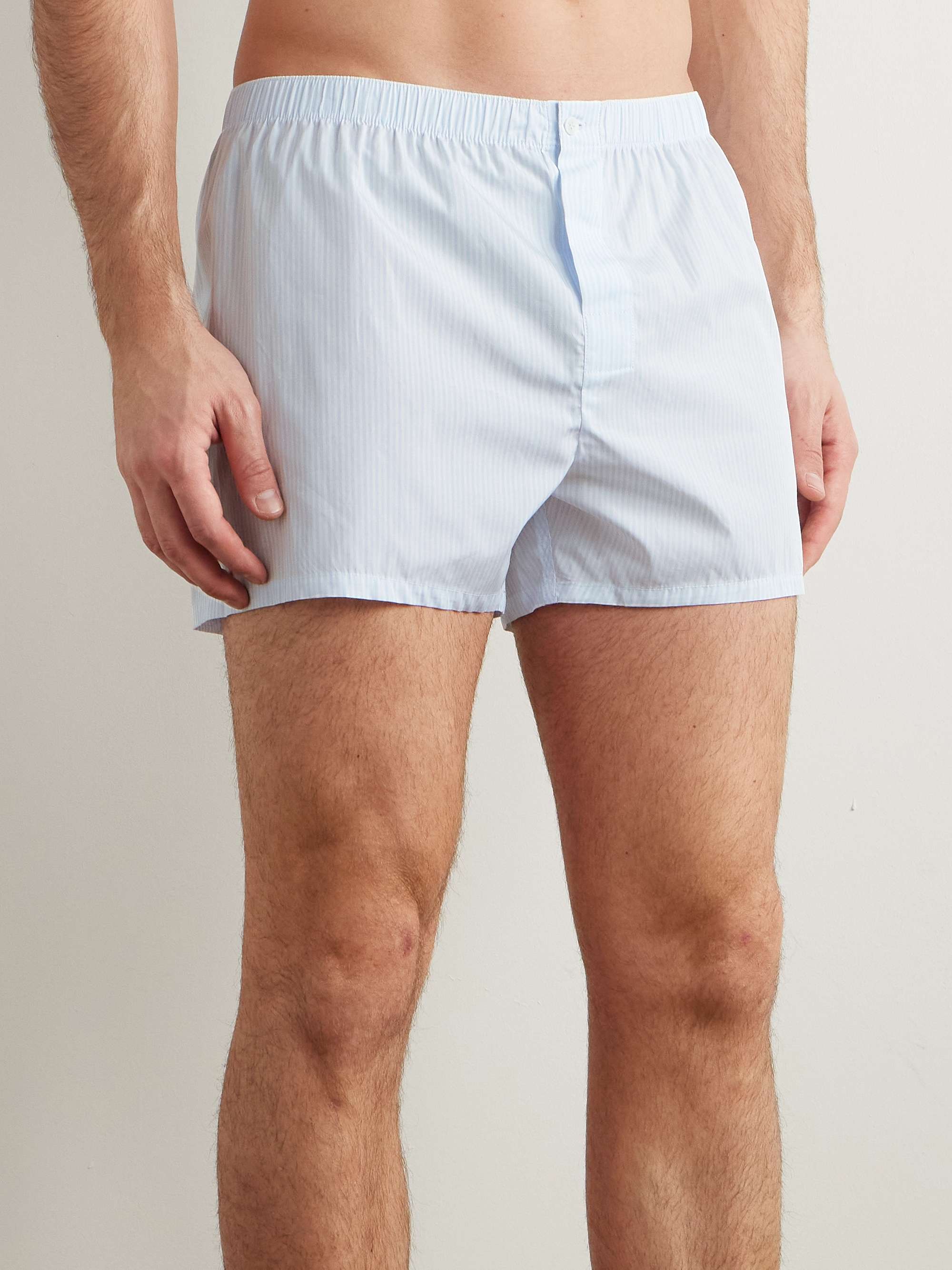 Striped Cotton-Poplin Boxer Shorts view