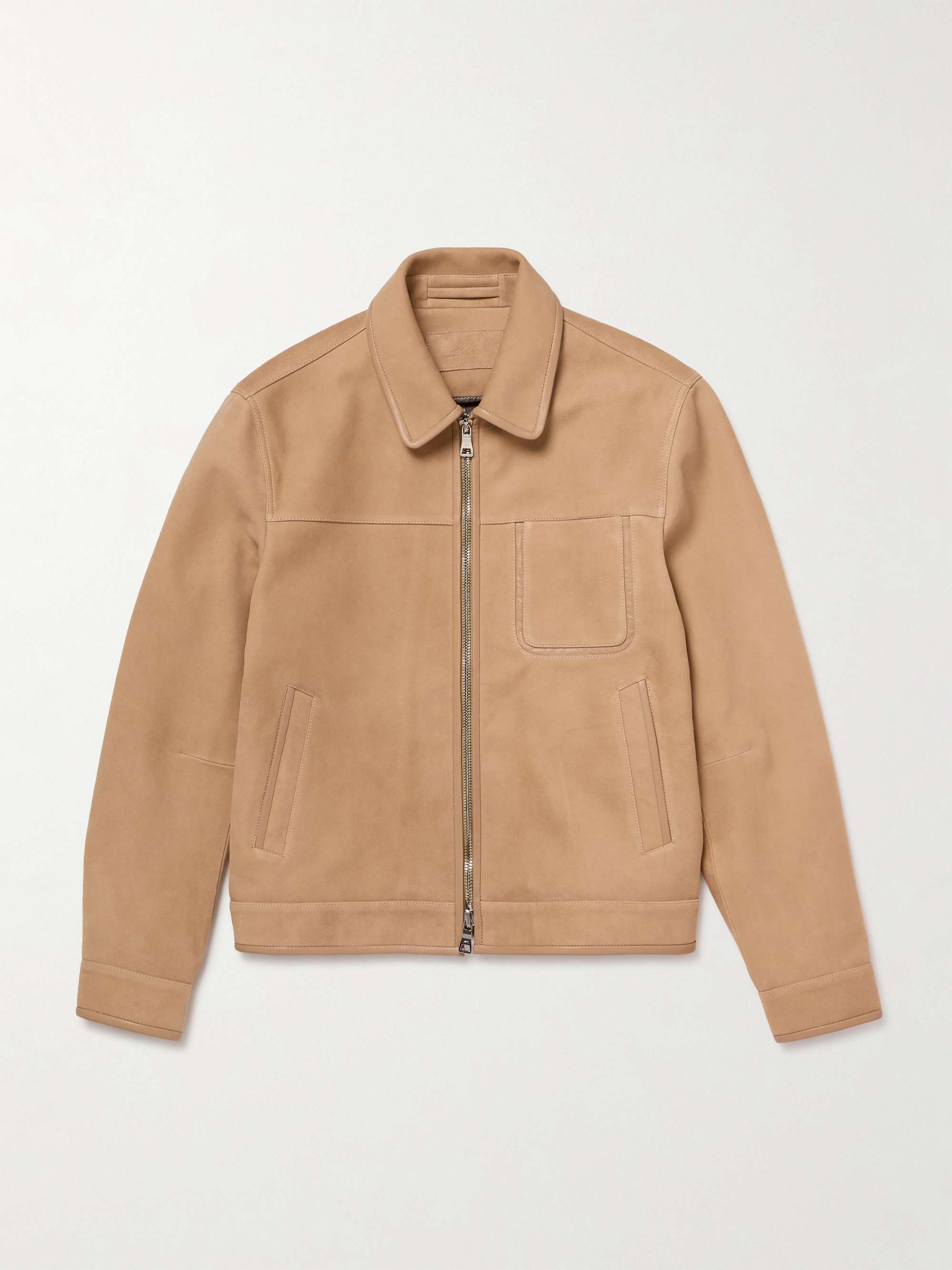 Panelled Leather-Trimmed Suede Jacket hero visual