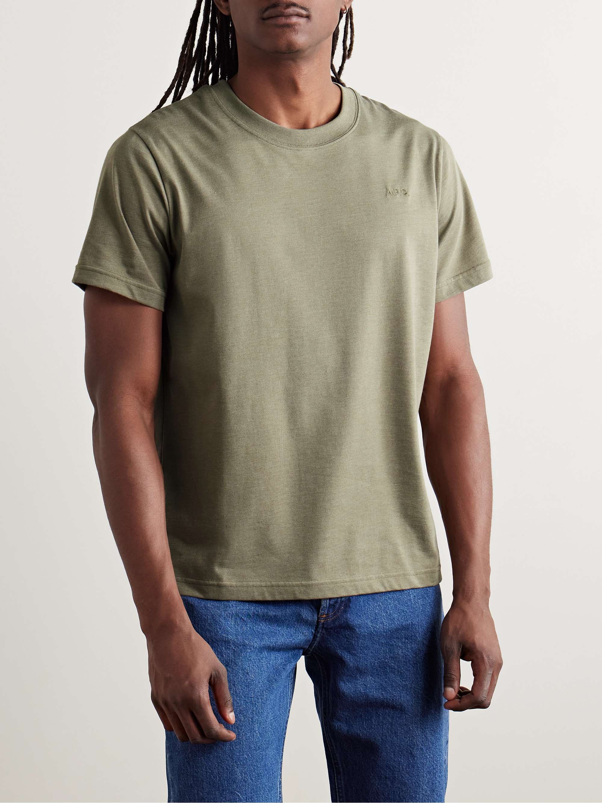 Brode Logo-Embroidered Organic Cotton-Blend Jersey T-Shirt view