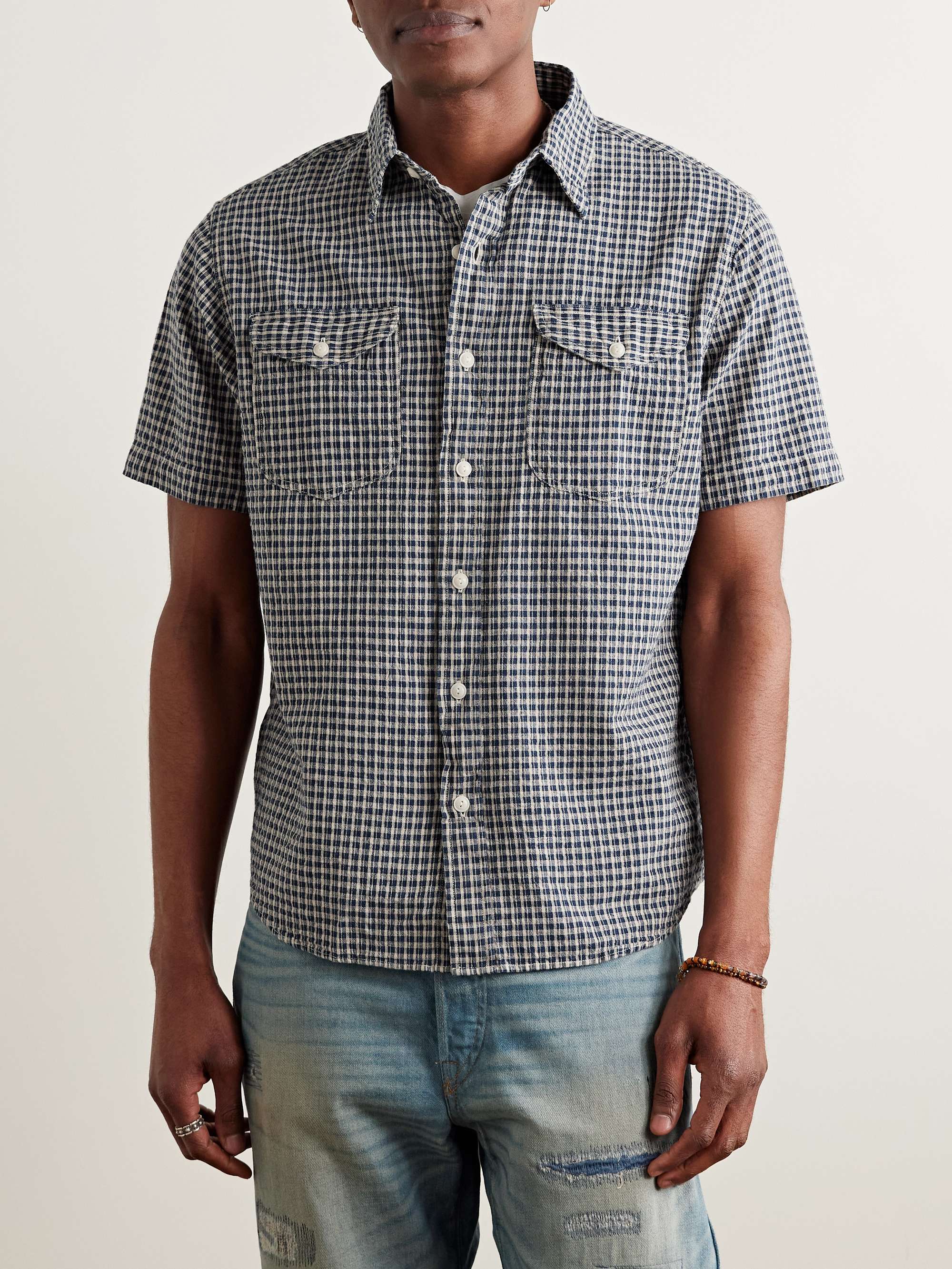 Lee Checked Cotton and Linen-Blend Shirt view