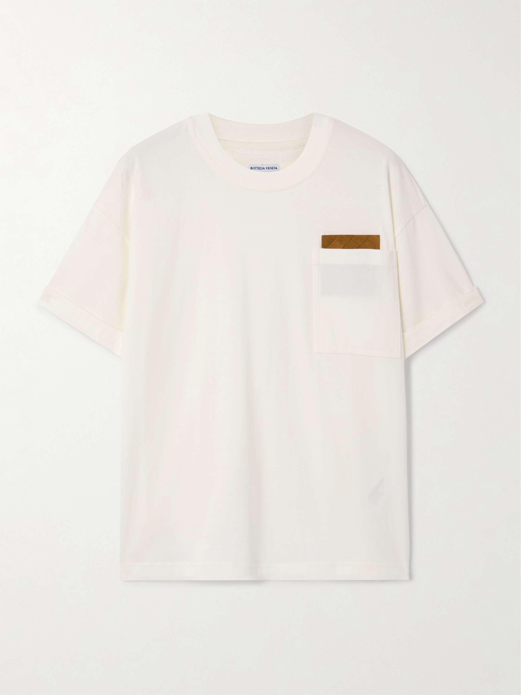 Intrecciato suede-trimmed cotton-jersey T-shirt hero visual
