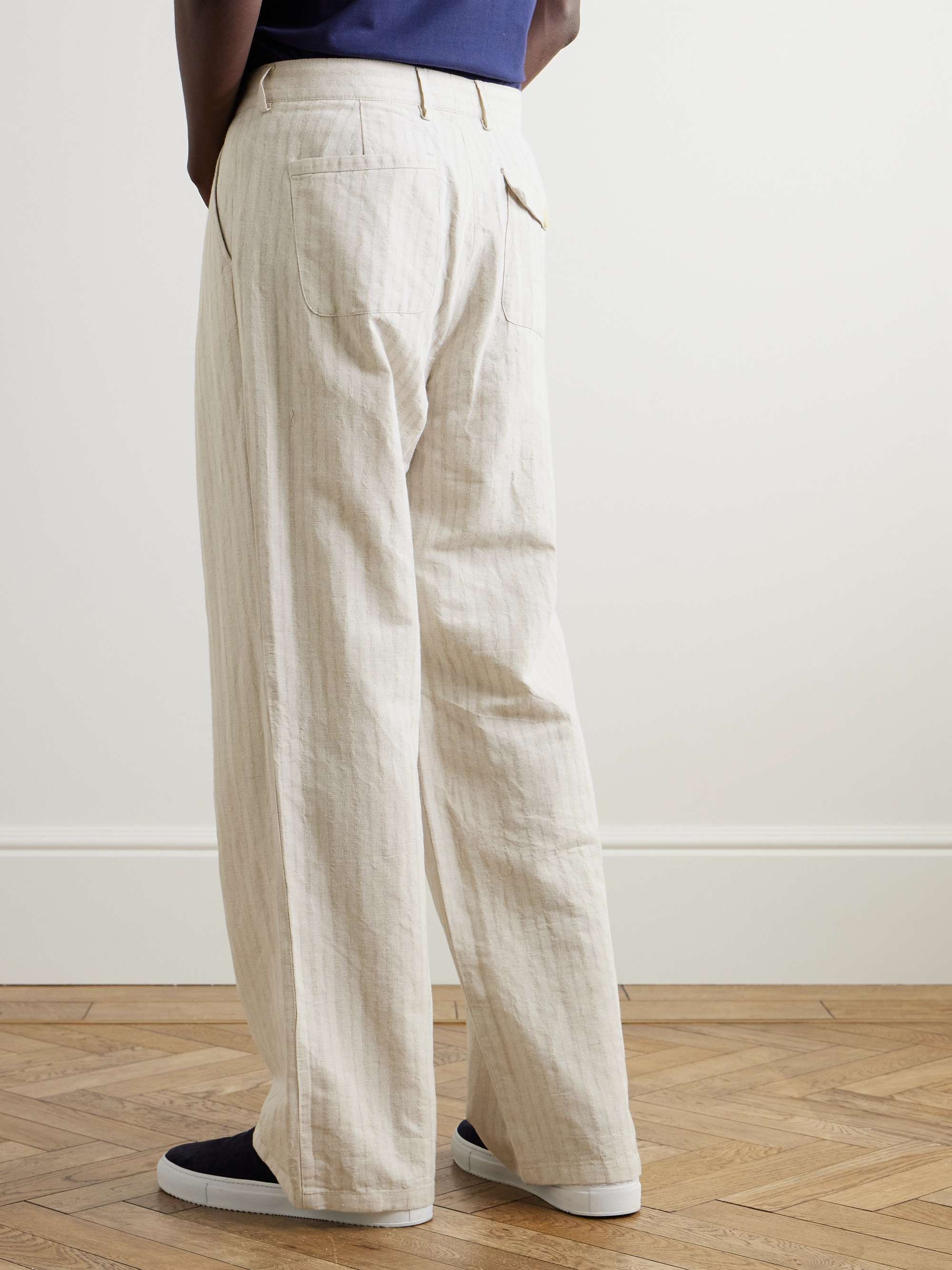 Orsman Wide-Leg Pleated Linen and Cotton-Blend Suit Trousers view