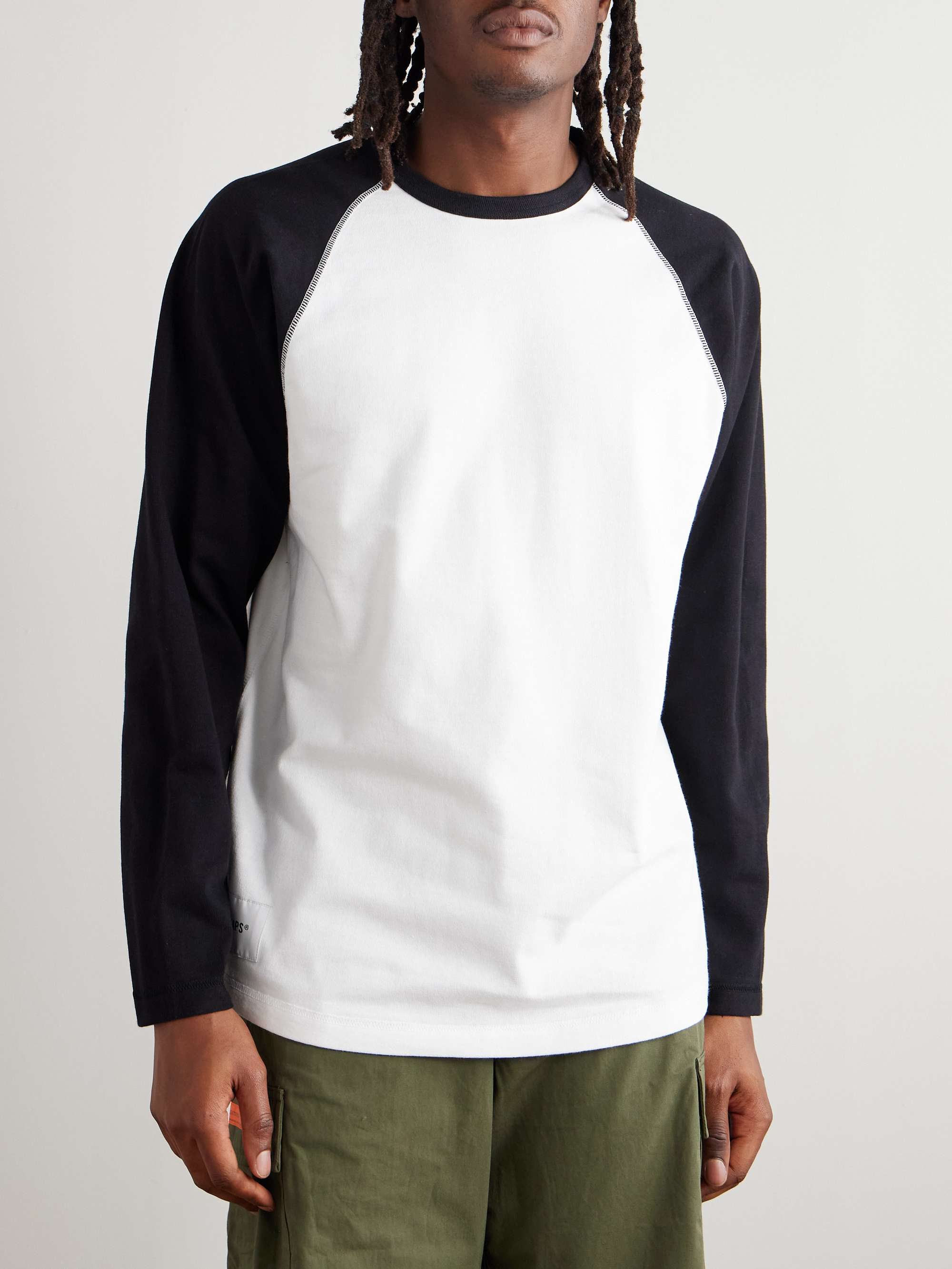 Ian Logo-Appliquéd Two-Tone Cotton-Jersey T-Shirt view