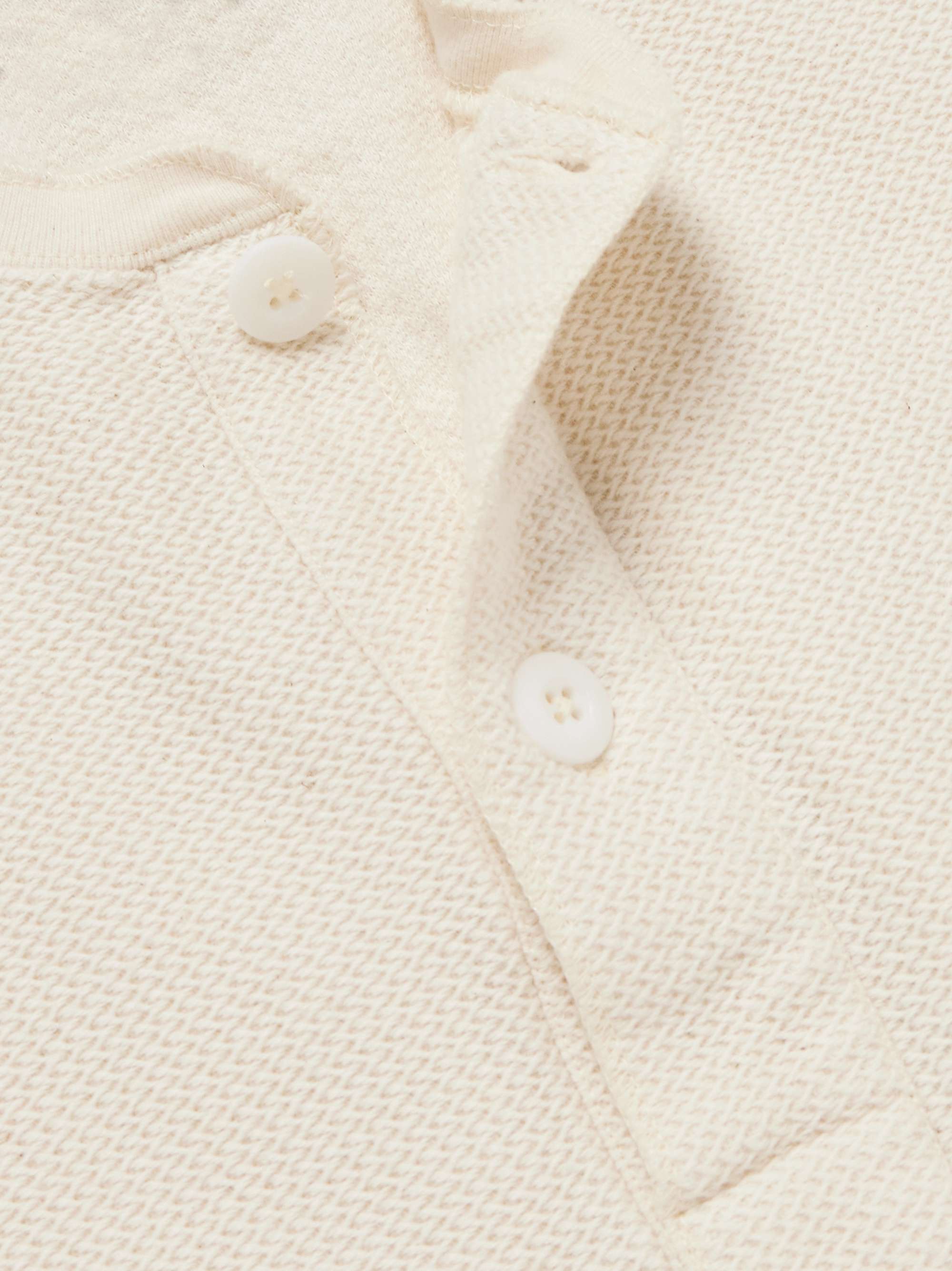 Waffle-Knit Cotton Henley T-Shirt view