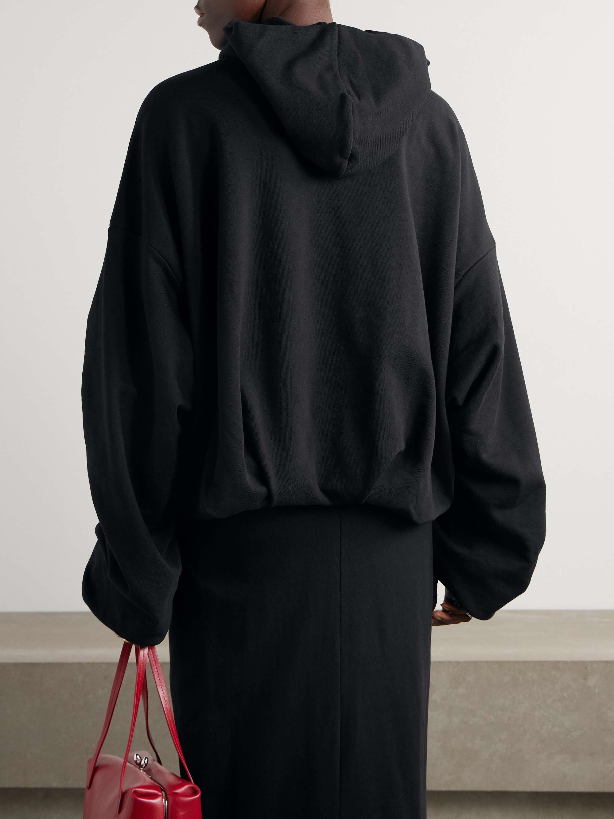 Hannett gathered cotton-jersey hoodie view