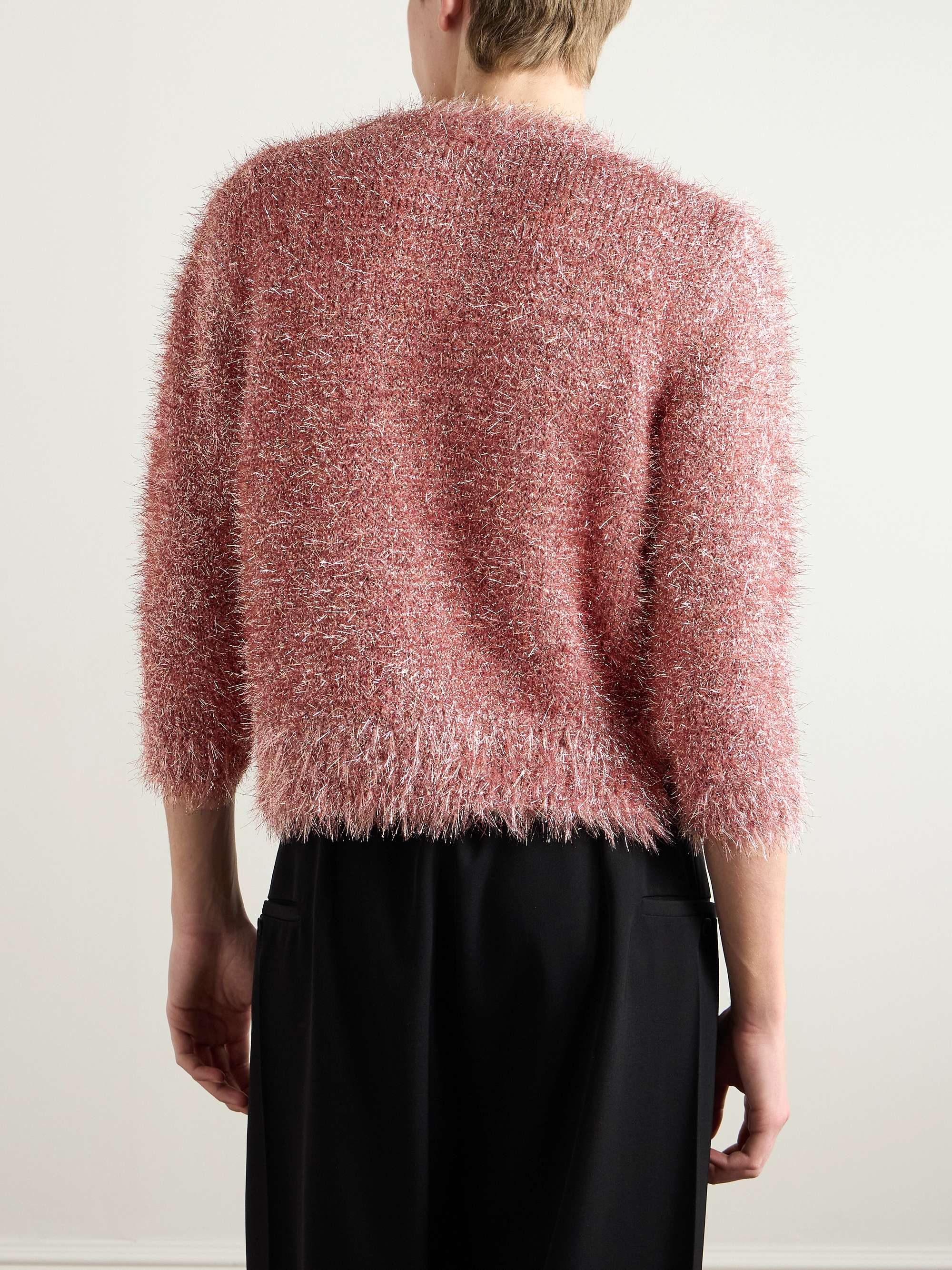 Tinsel Metallic Textured-Knit Cardigan view