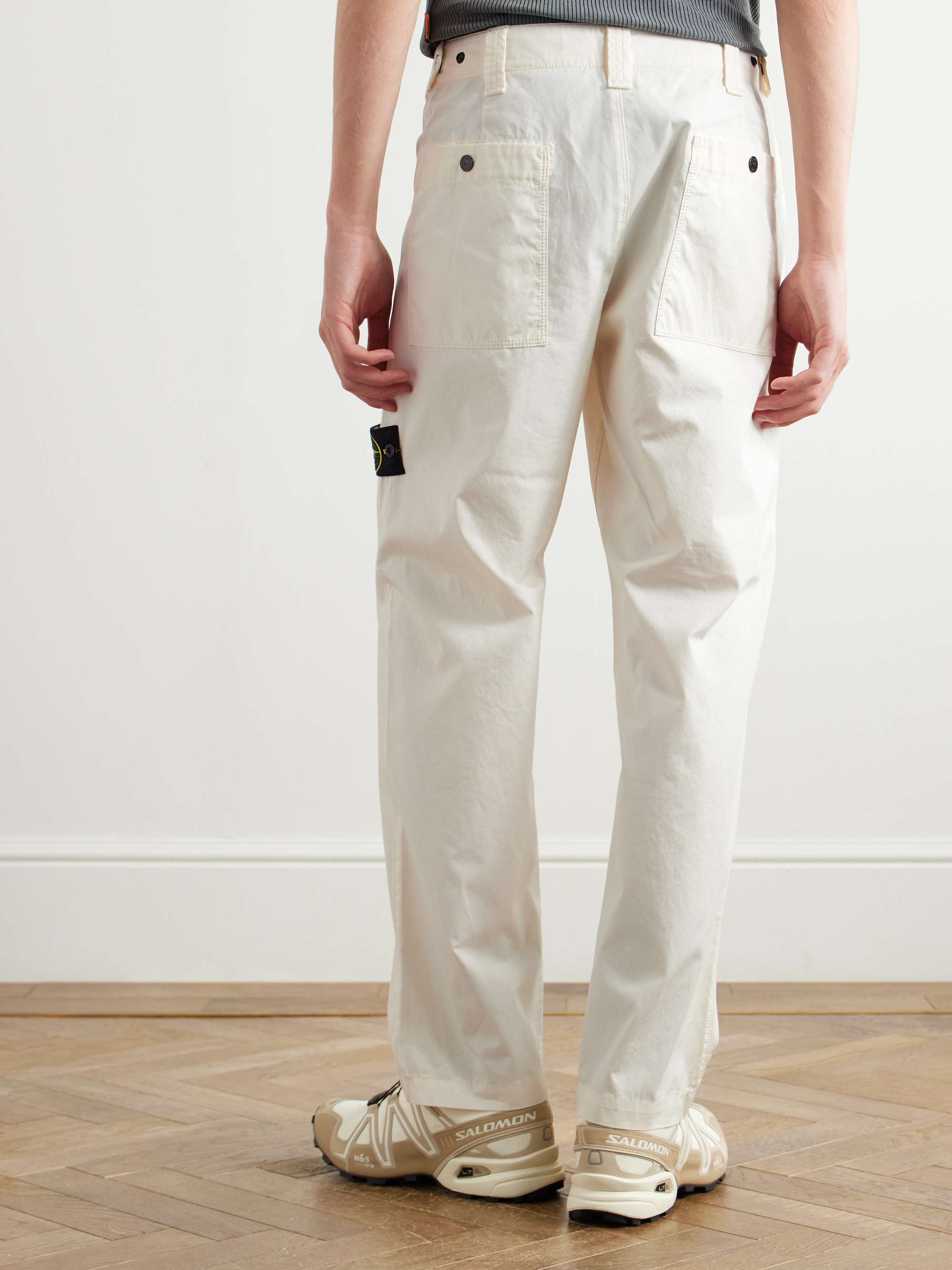 Straight-Leg Logo-Appliquéd Supima Cotton-Canvas Trousers view