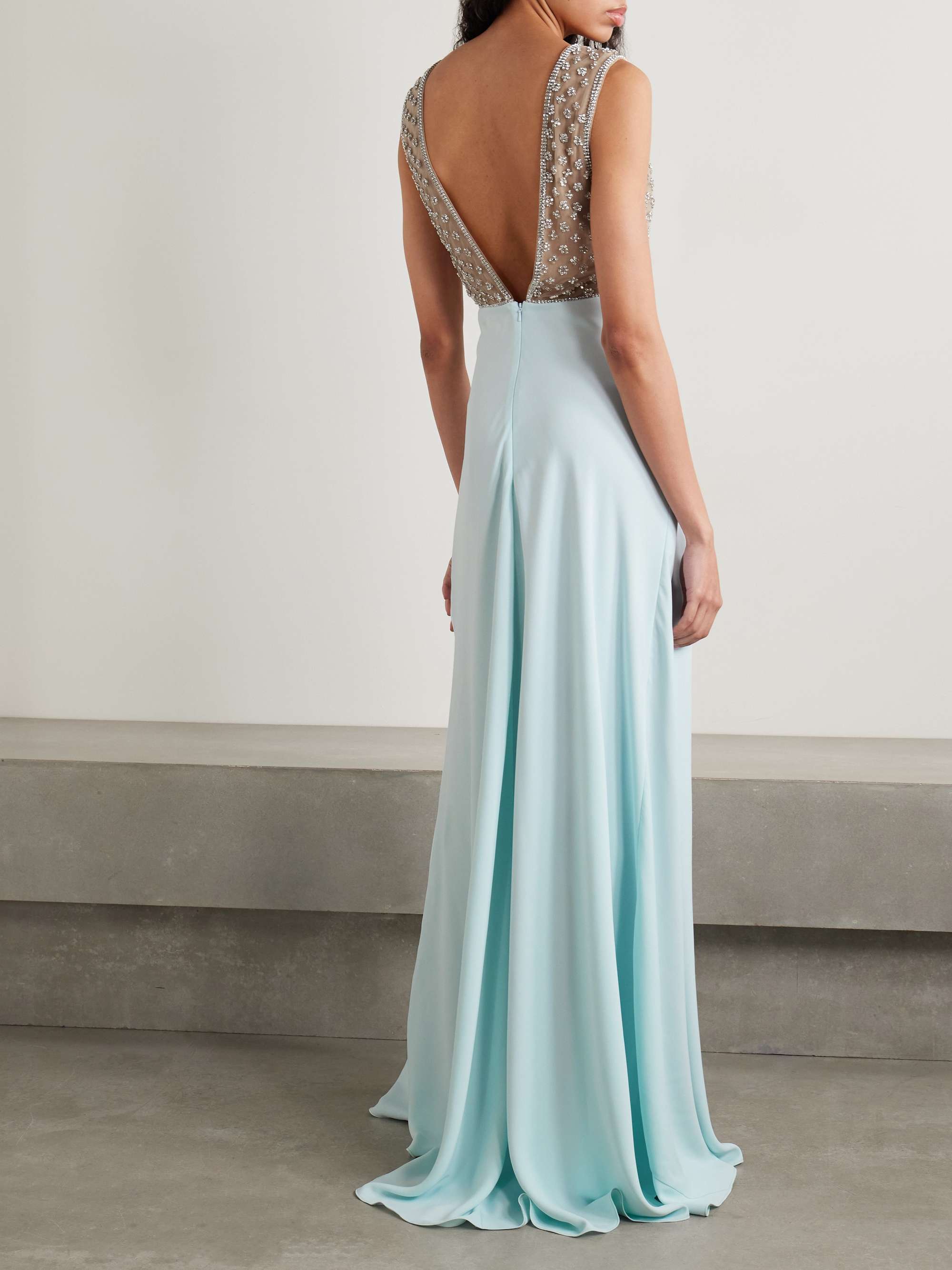 Dania crystal-embellished tulle-trimmed crepe gown view