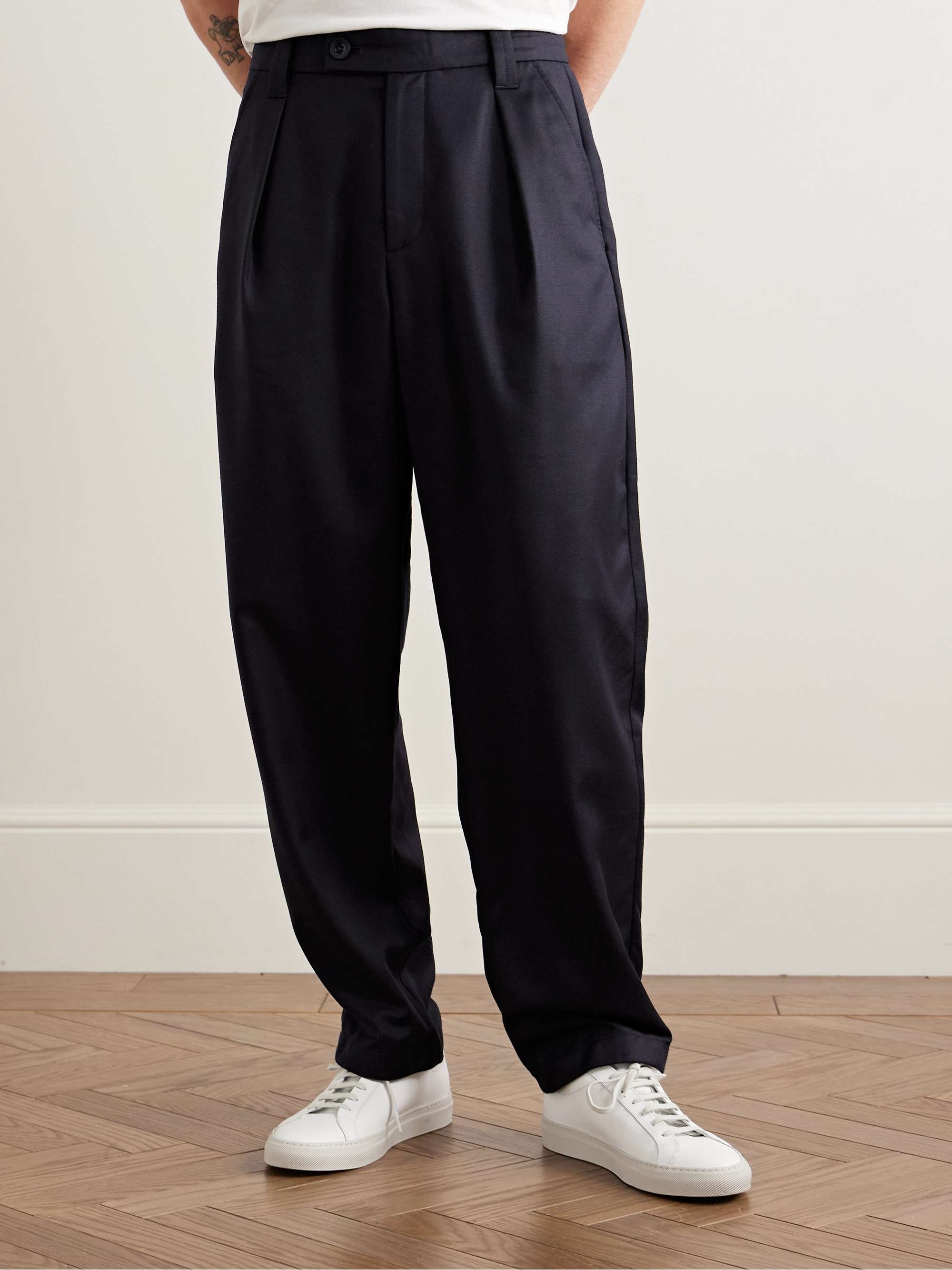 Renato Tapered Pleated Lyocell and Wool-Blend Twill Trousers view
