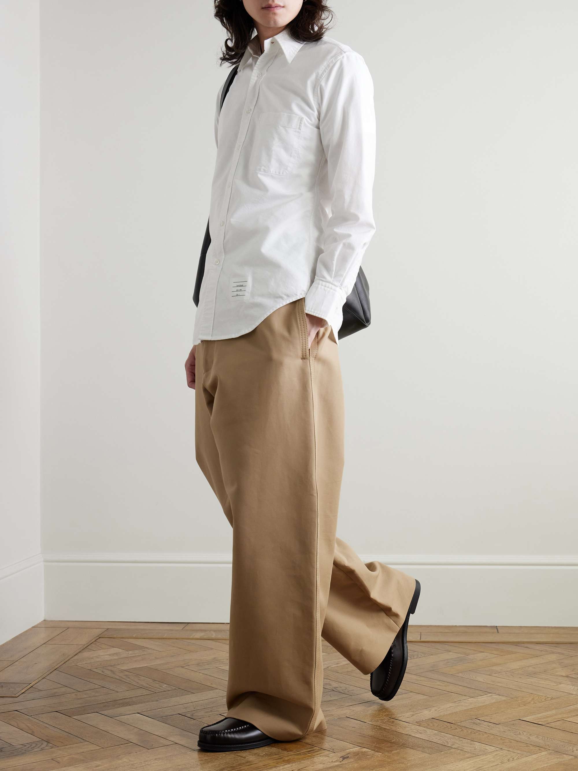 Slim-Fit Button-Down Collar Logo-Appliquéd Cotton Oxford Shirt view