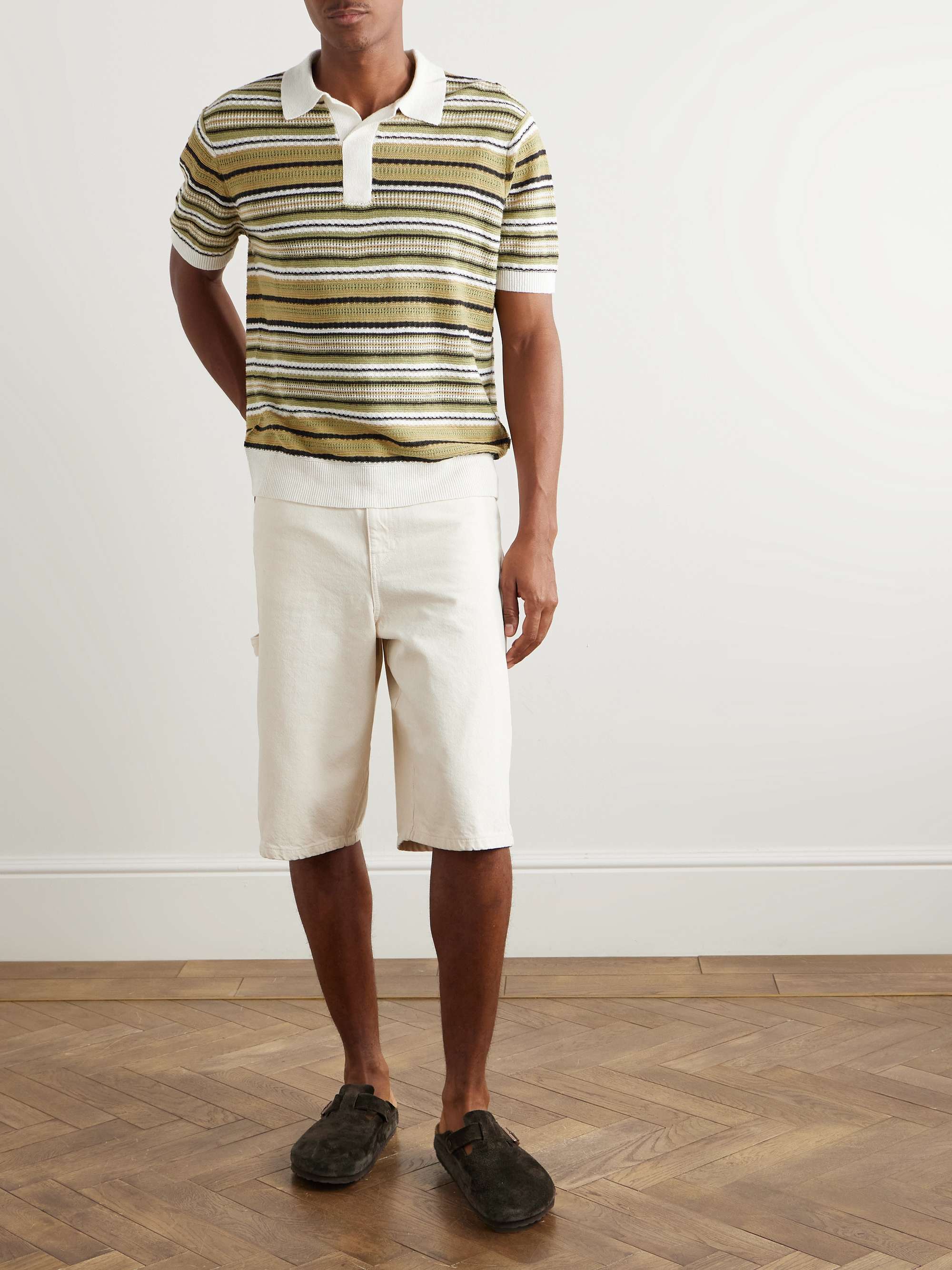 Noam 6689 Striped Linen Polo Shirt view