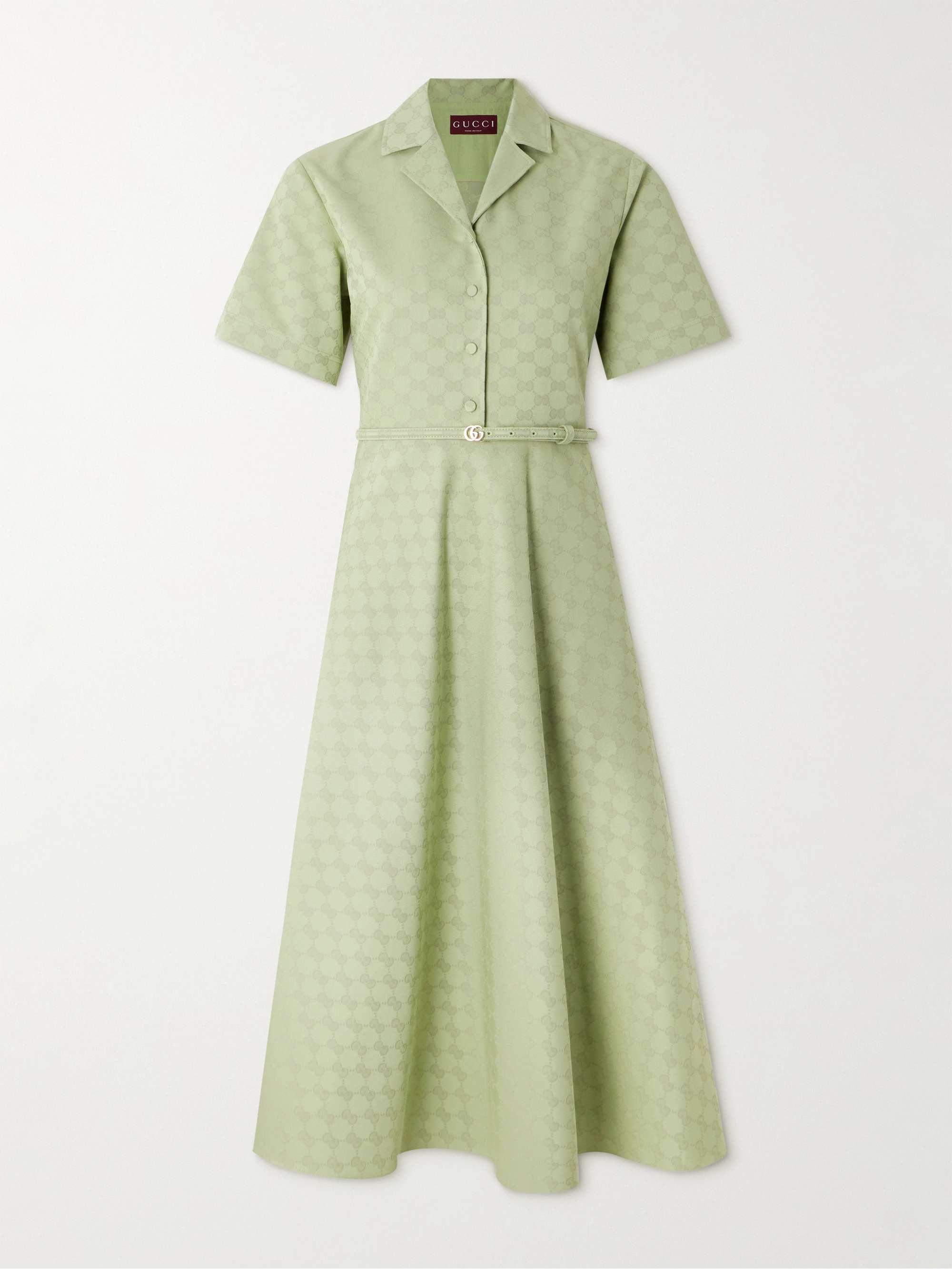 Belted gabardine-jacquard midi shirt dress hero visual