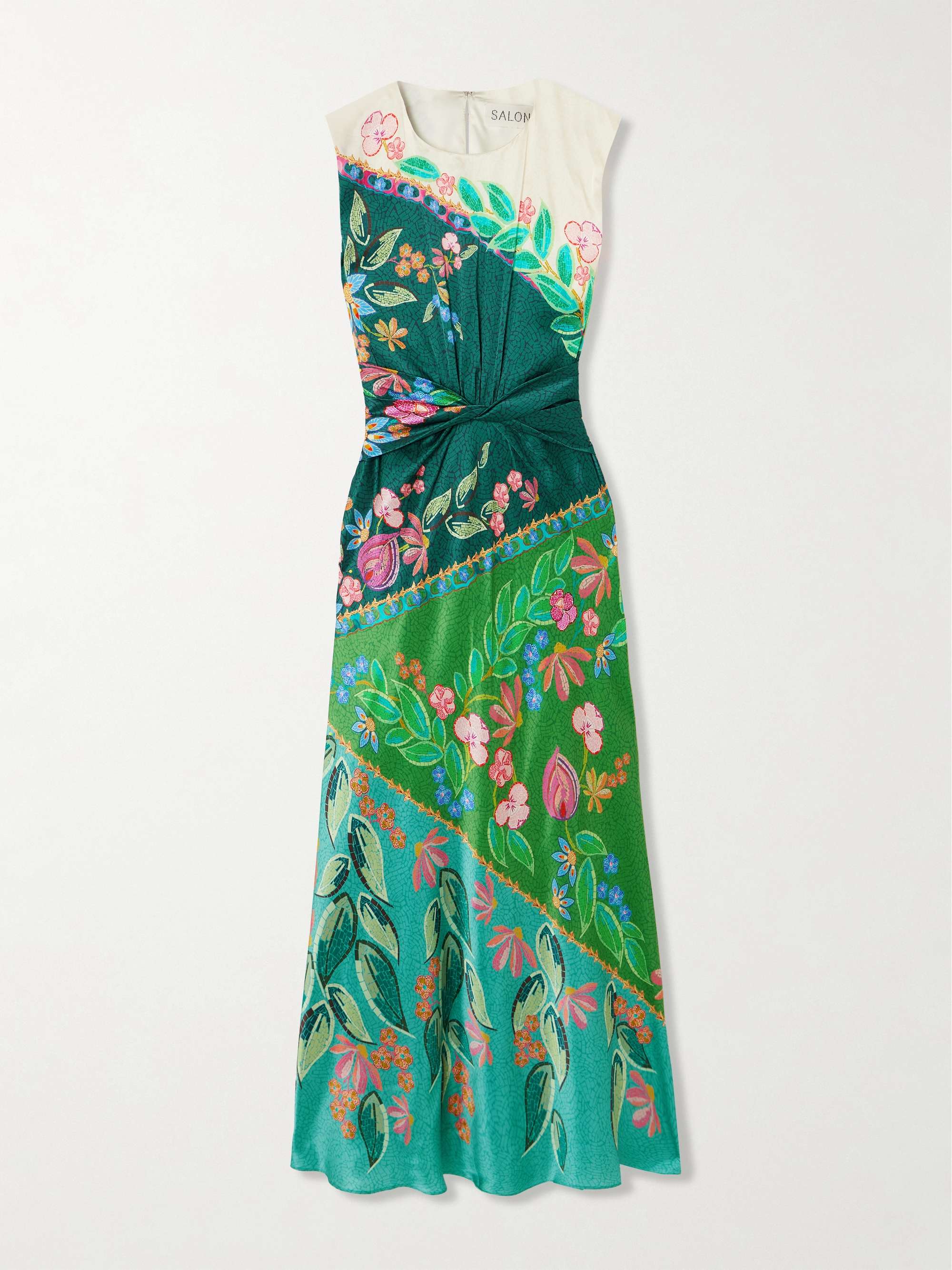 Gwen twisted draped floral-print silk maxi dress hero visual