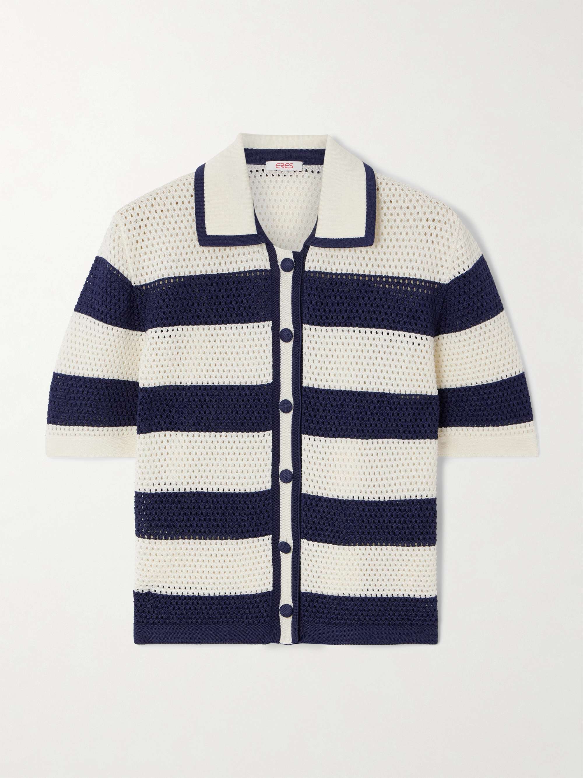 Bayadere Mouette striped open-knit cotton-blend polo shirt hero visual