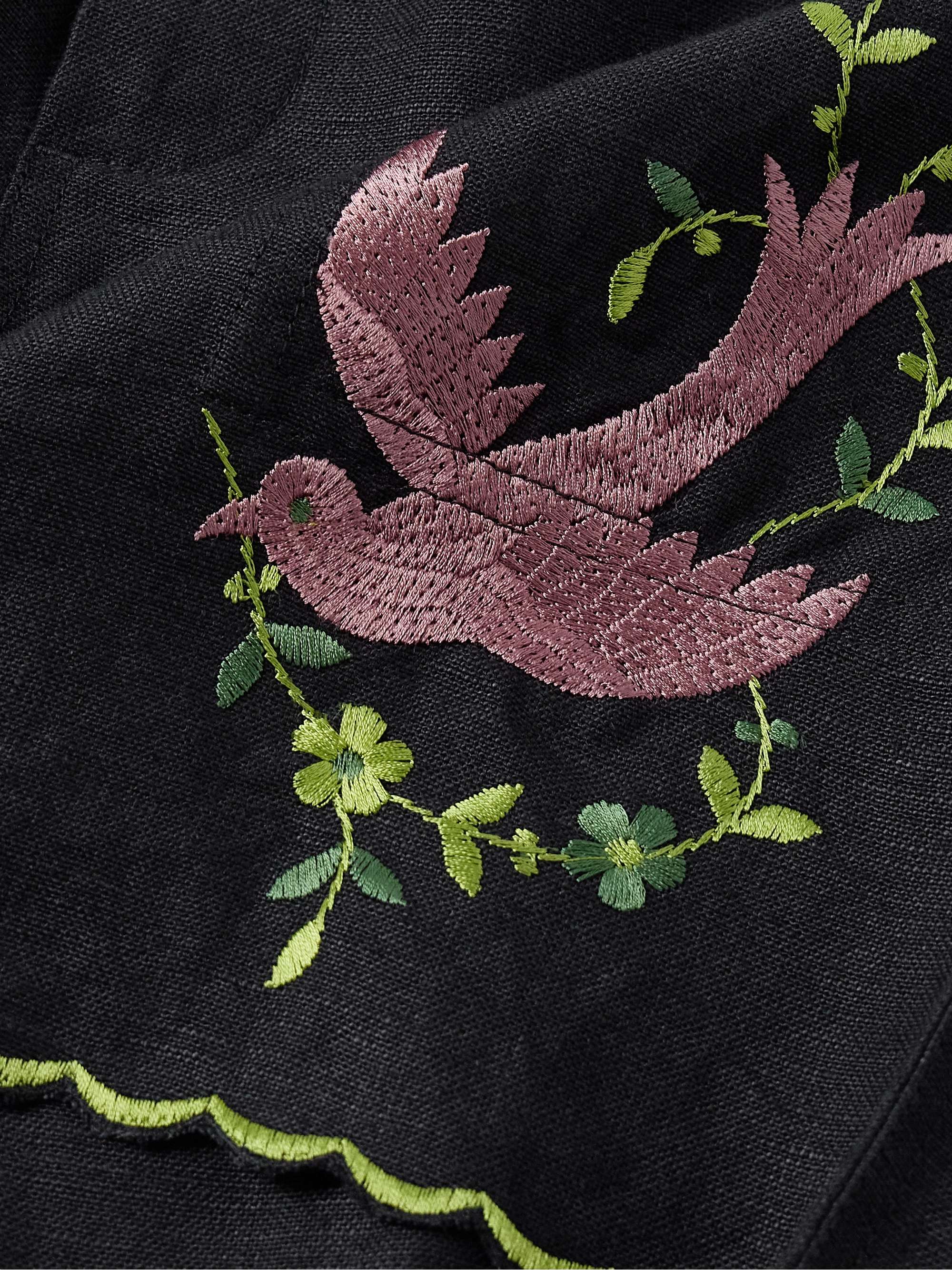 Rosefinch Straight-Leg Embroidered Linen Shorts view