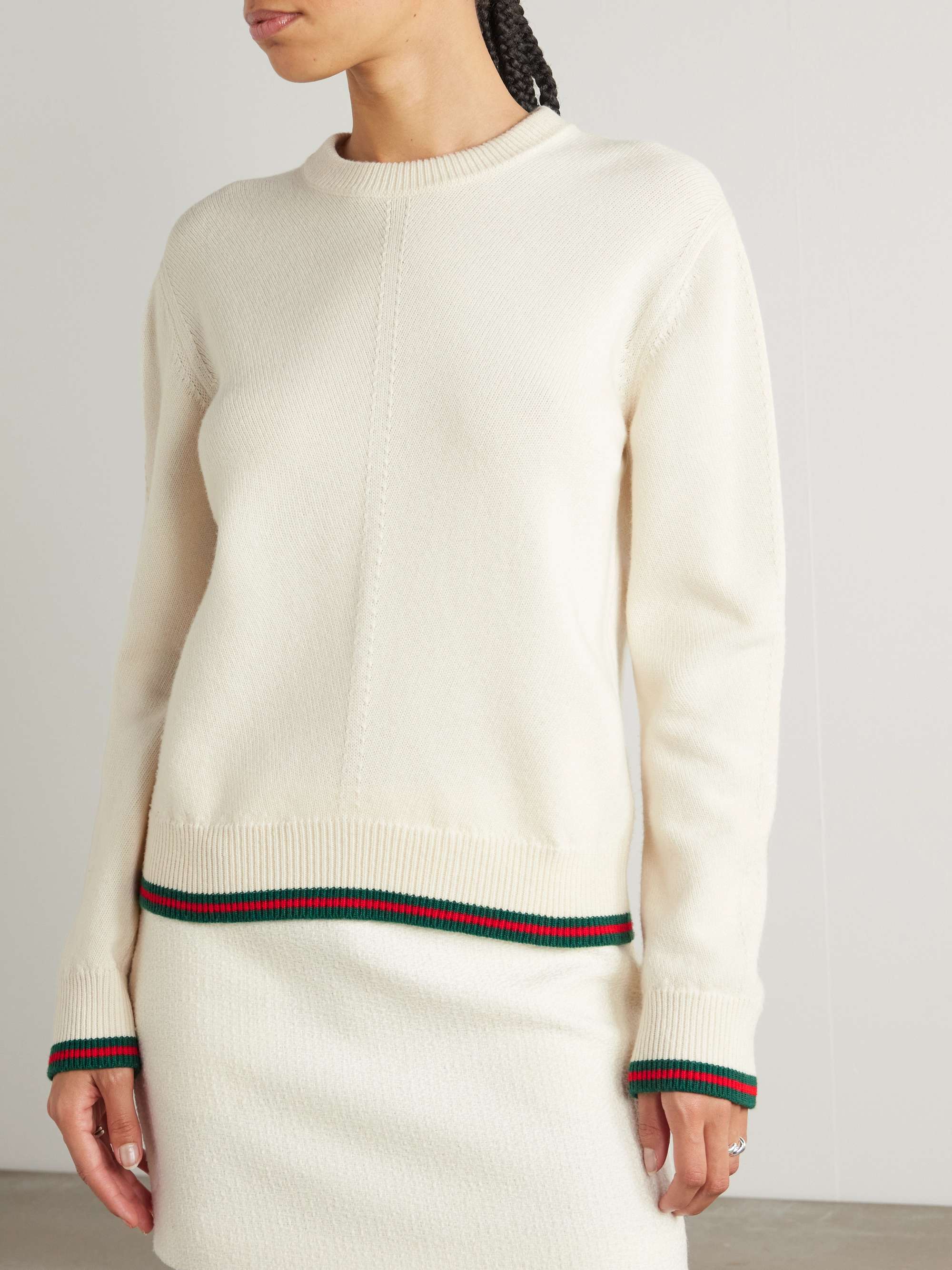 Striped wool and cashmere-blend sweater view