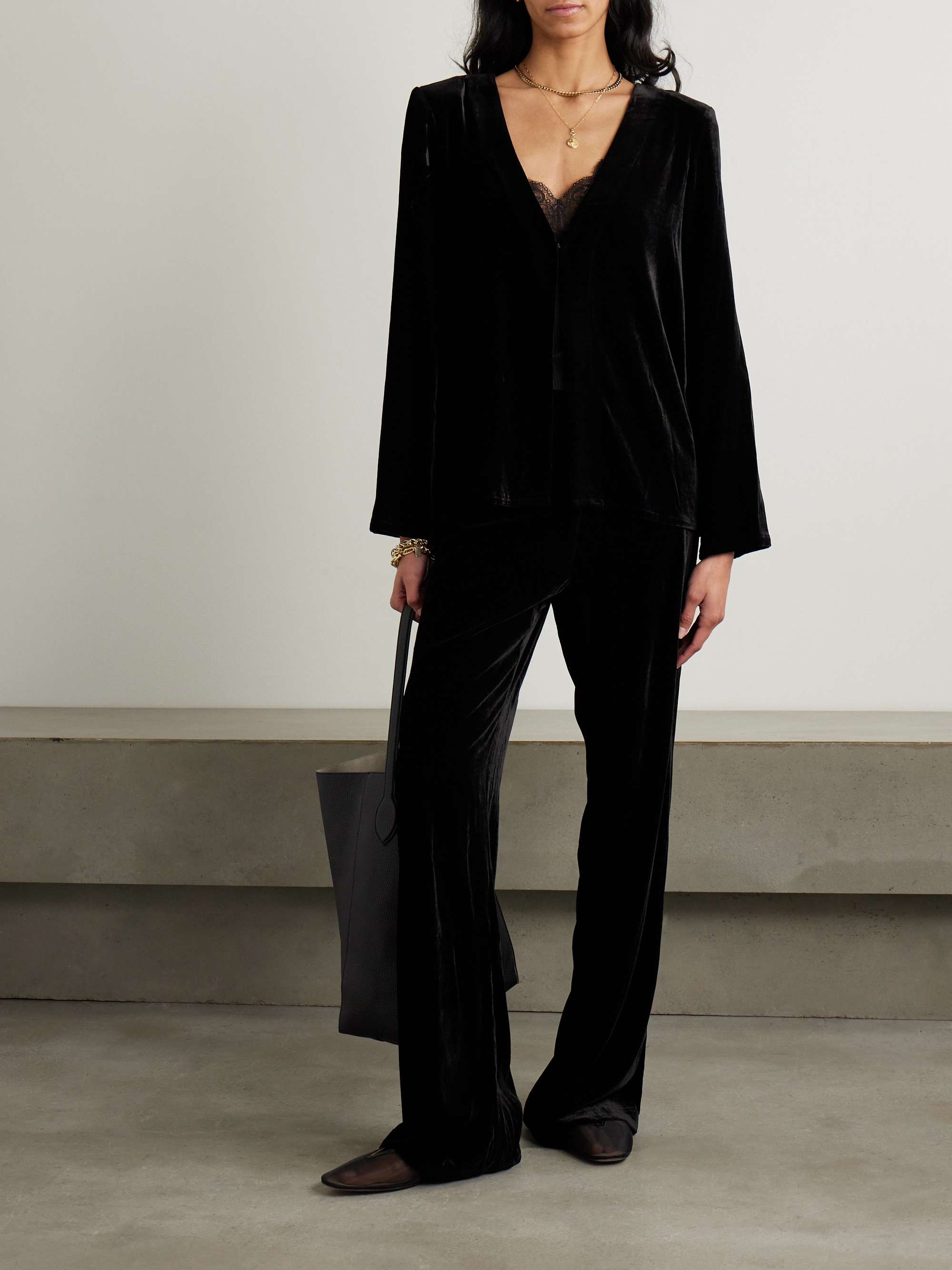 San Polo velvet wide-leg pants view