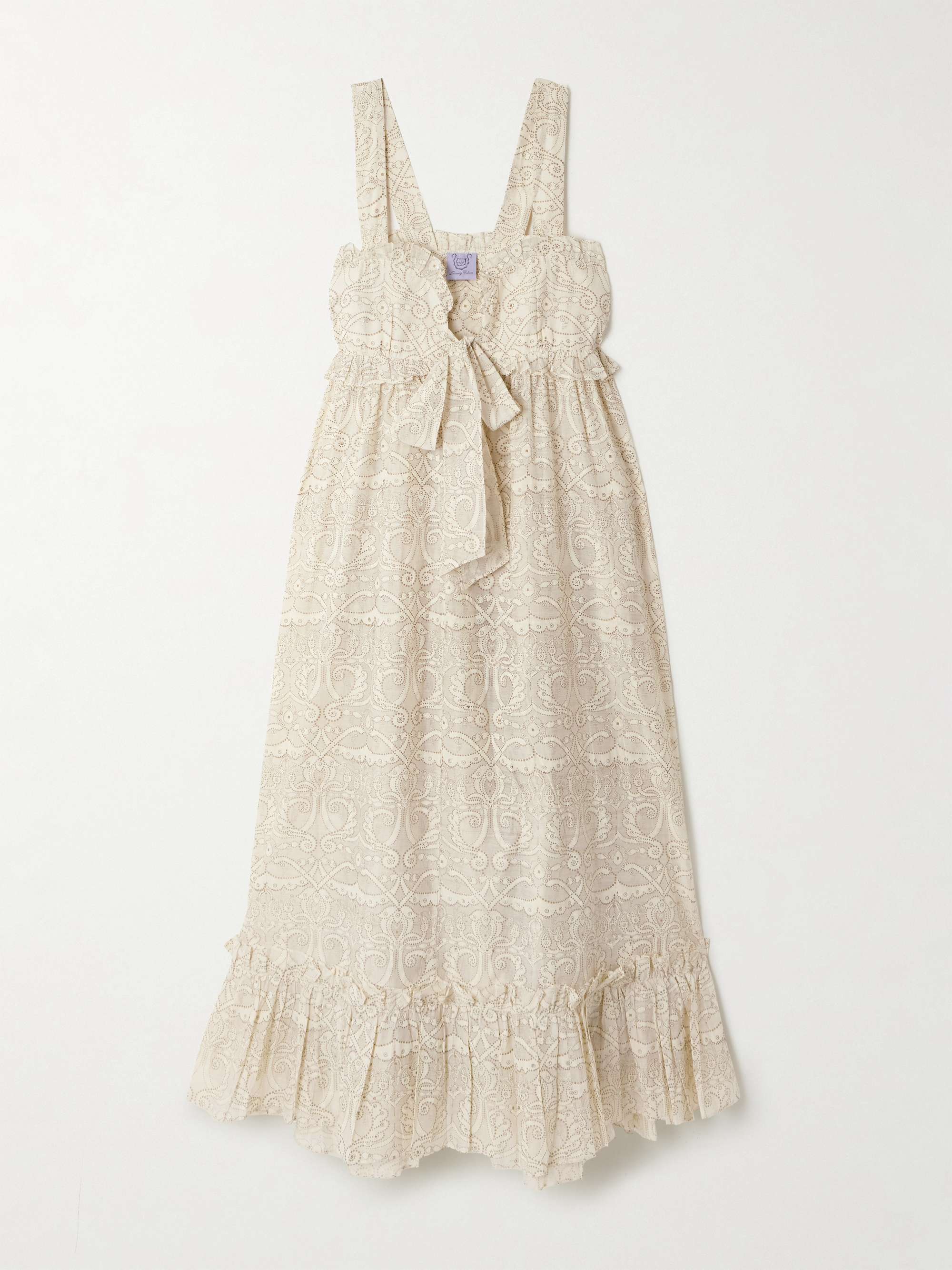 Valentina ruffled glittered printed cotton and silk-blend dress hero visual