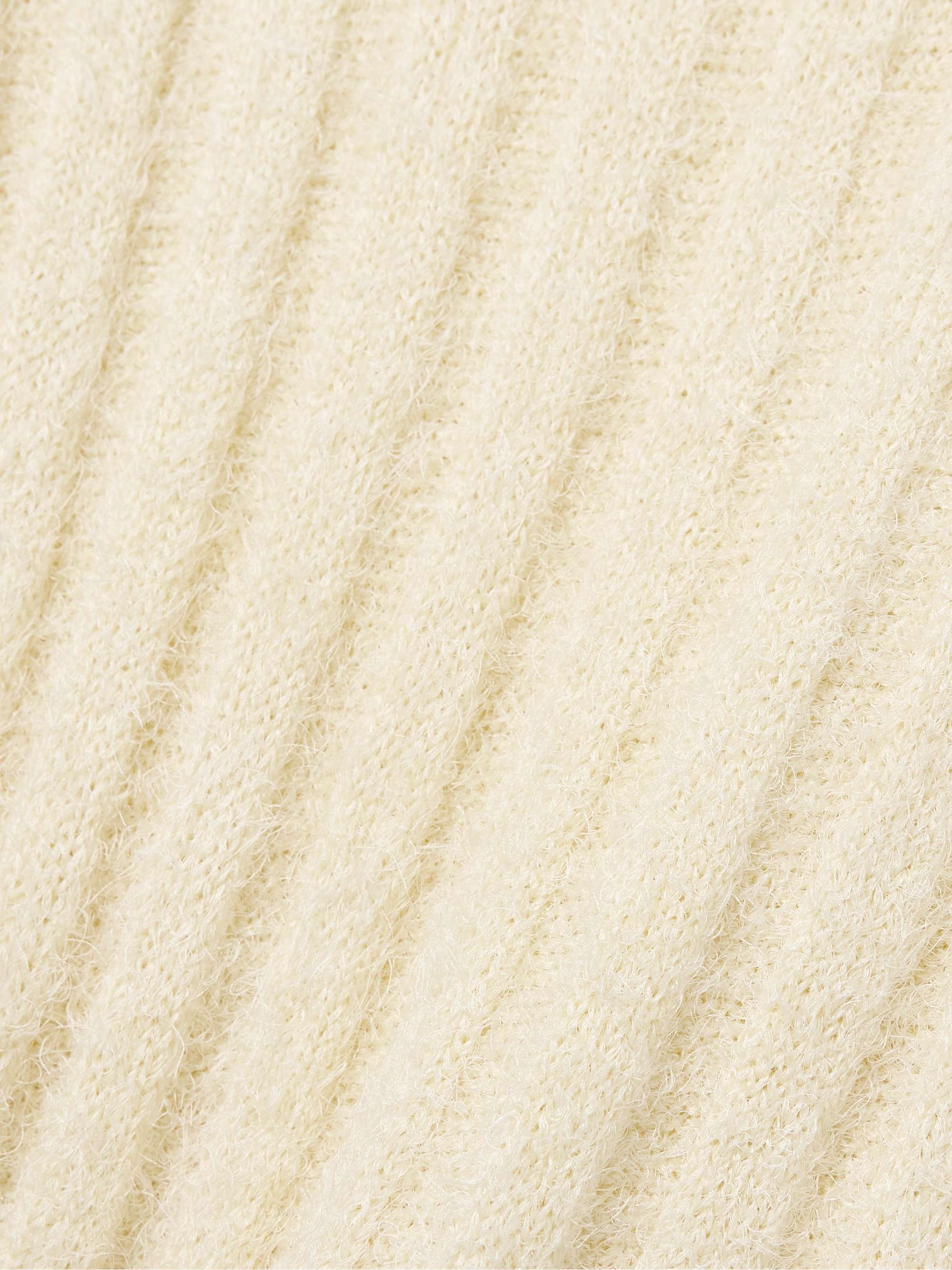 Claire ribbed brushed silk and cashmere-blend midi skirt view