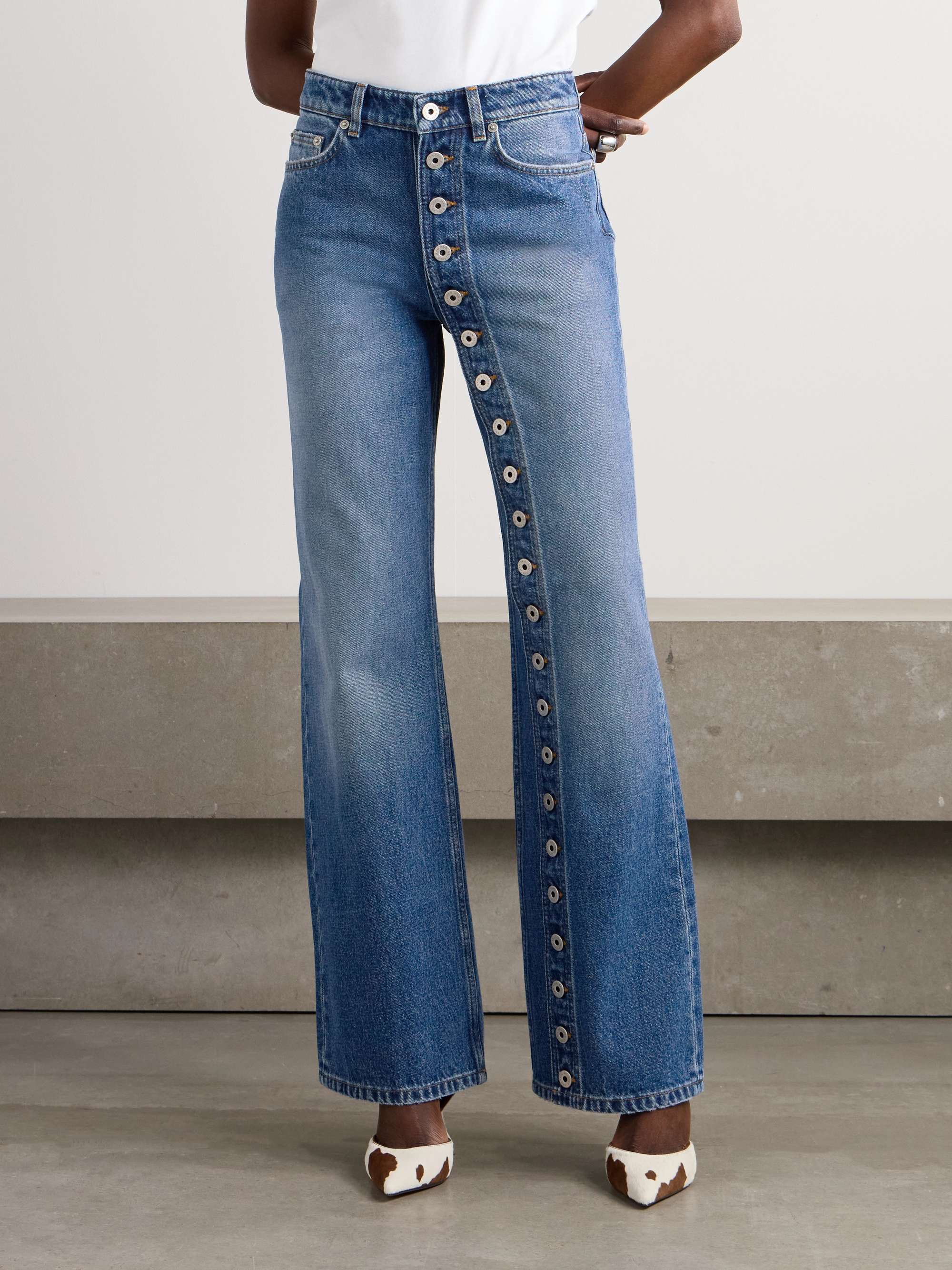 Haute Jeanerie embellished low-rise wide-leg jeans view