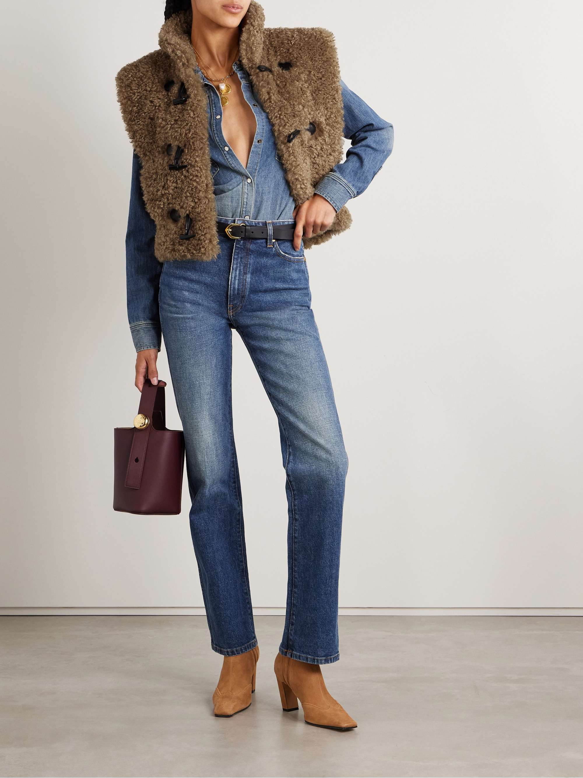 Alisa cropped faux shearling vest view