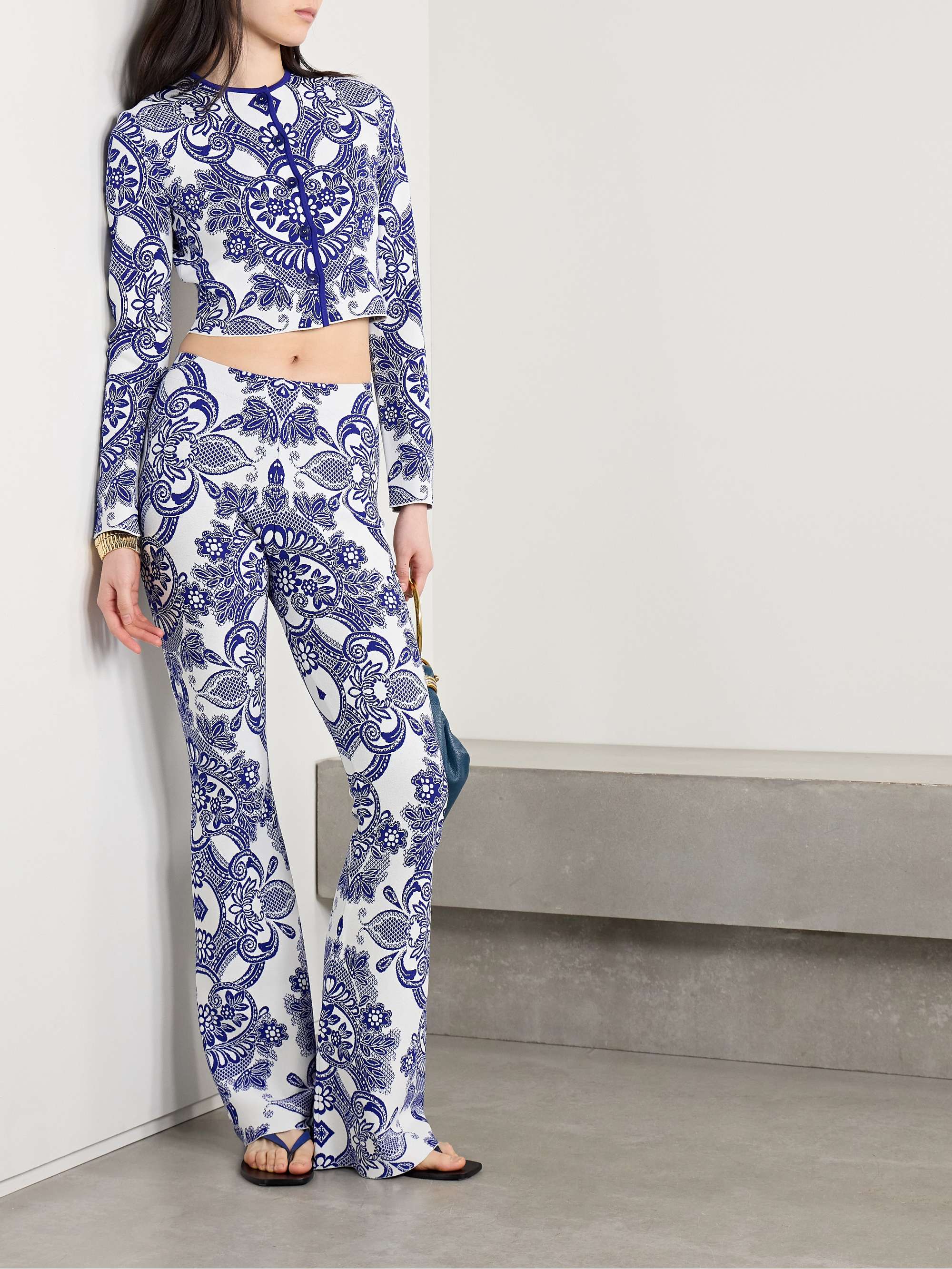 Jacquard-knit flared pants view