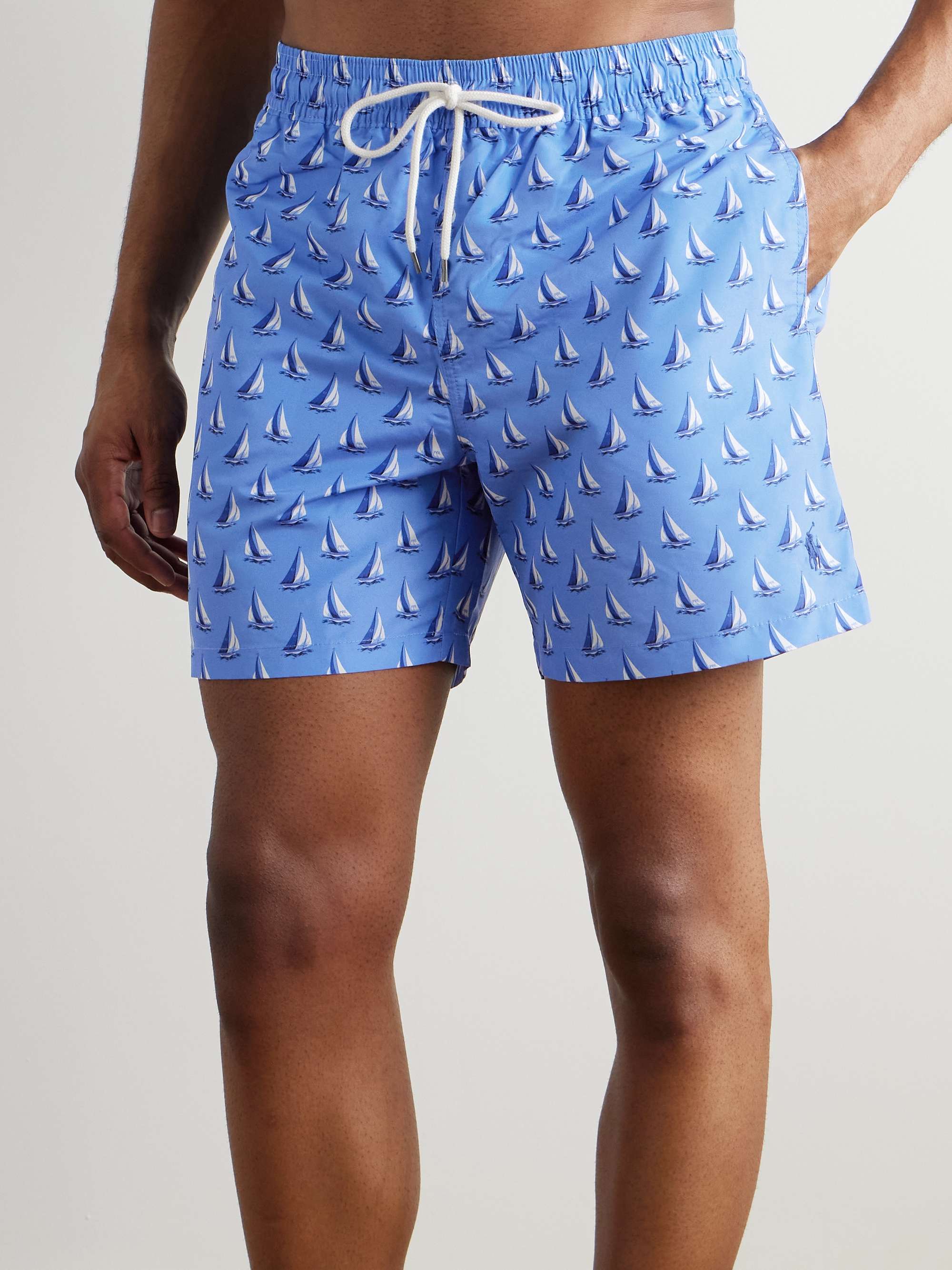 Traveler Straight-Leg Mid-Length Printed Recycled Swim Shorts view
