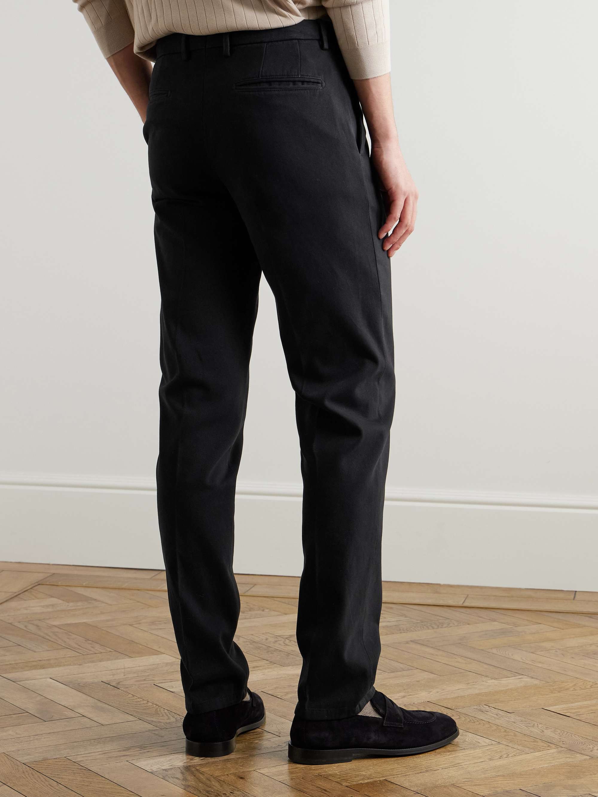 Straight-Leg Garment-Dyed Cotton-Blend Twill Suit Trousers view