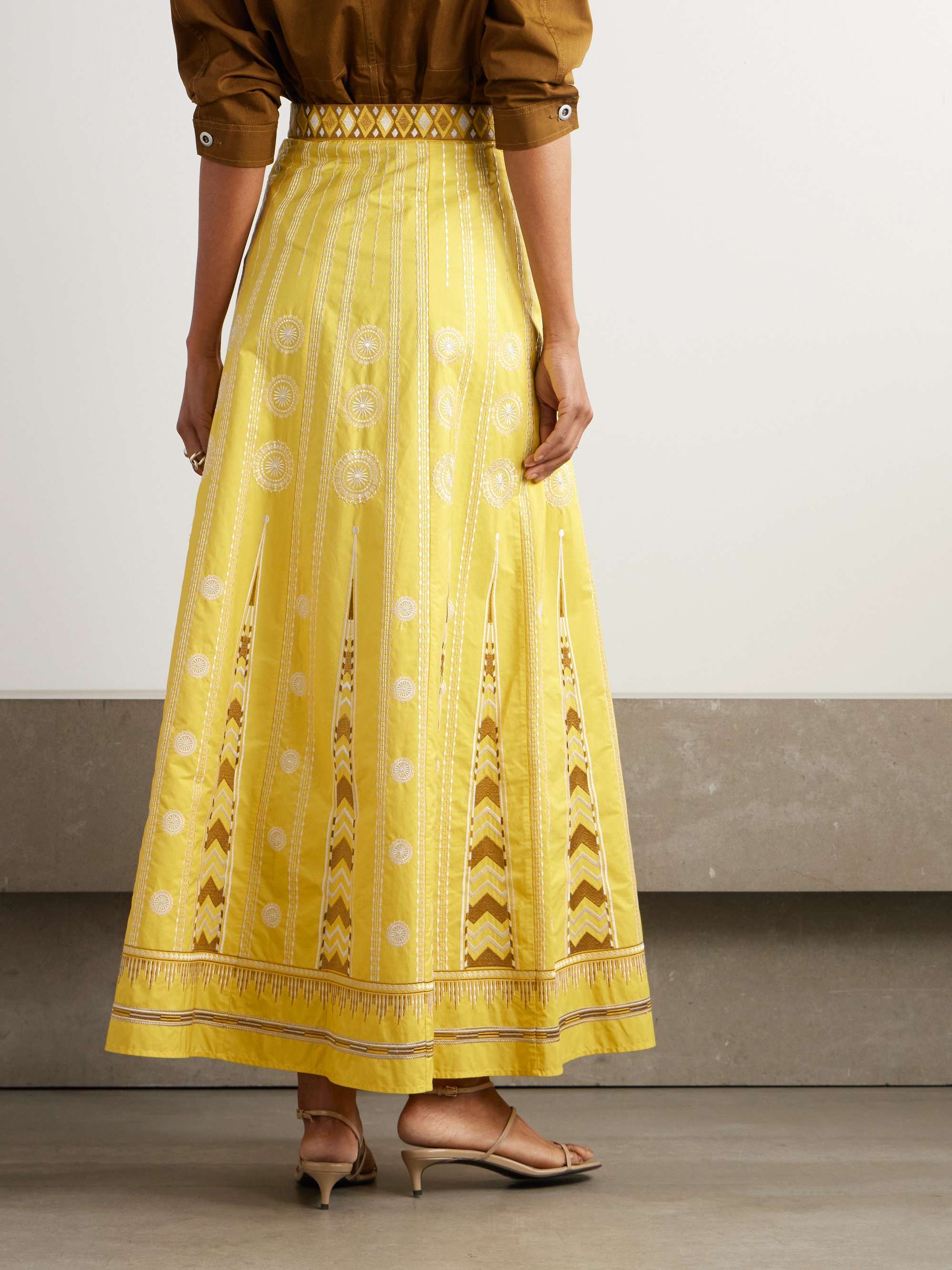 Camille embroidered linen and cotton-blend maxi skirt view