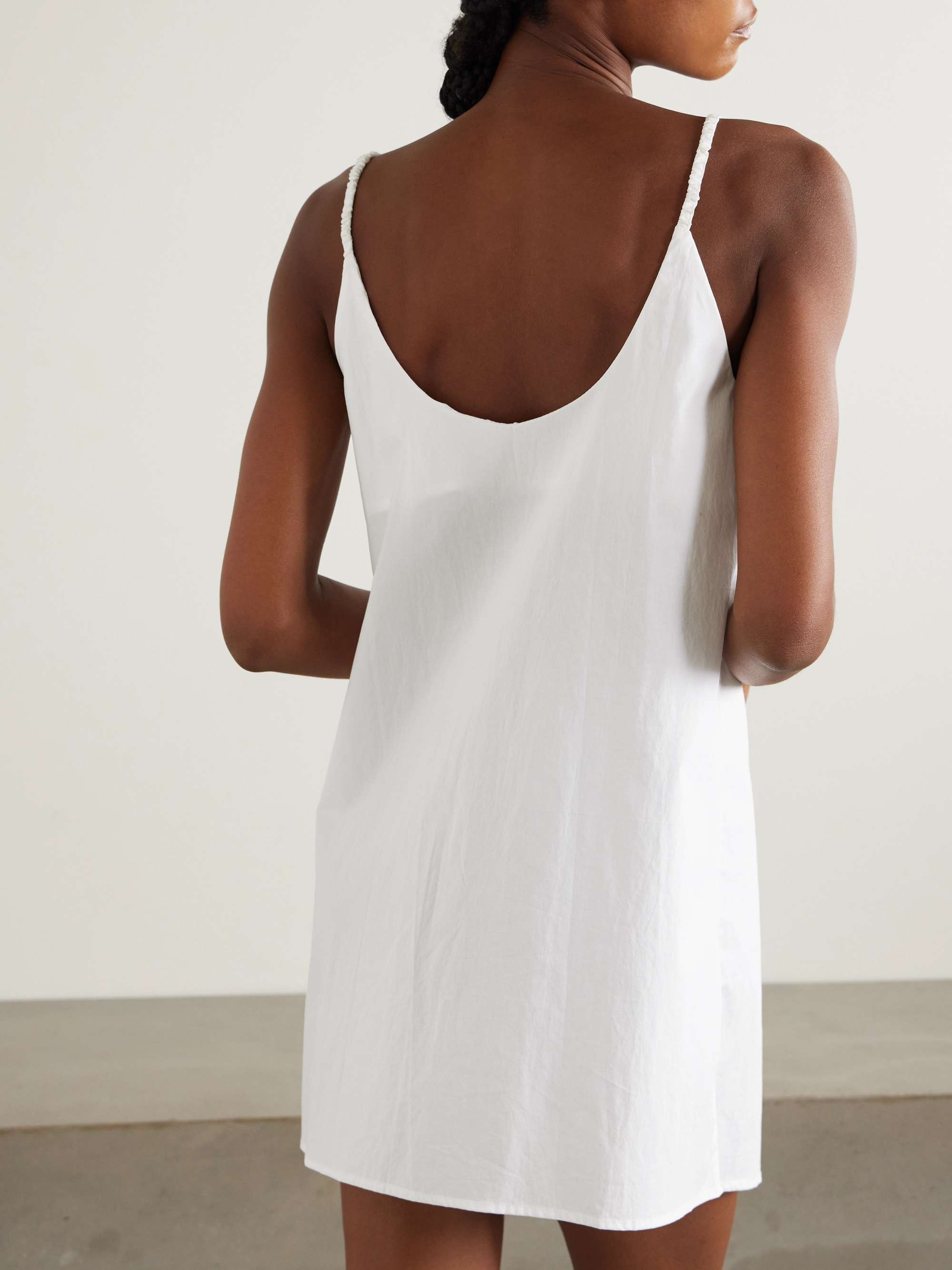 Double V tie-detailed organic cotton-poplin mini dress view