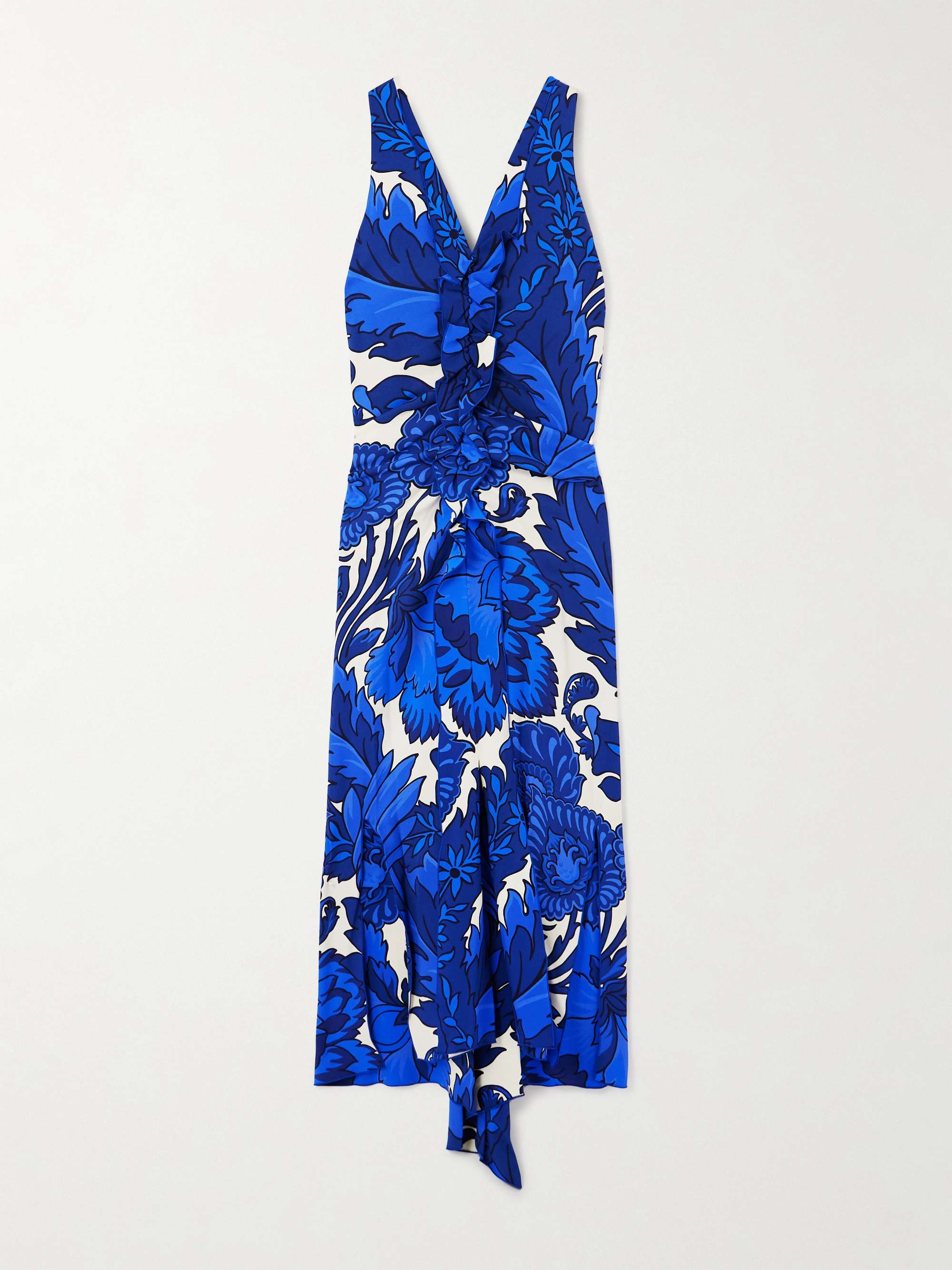 Asymmetric ruffled printed jersey maxi dress hero visual