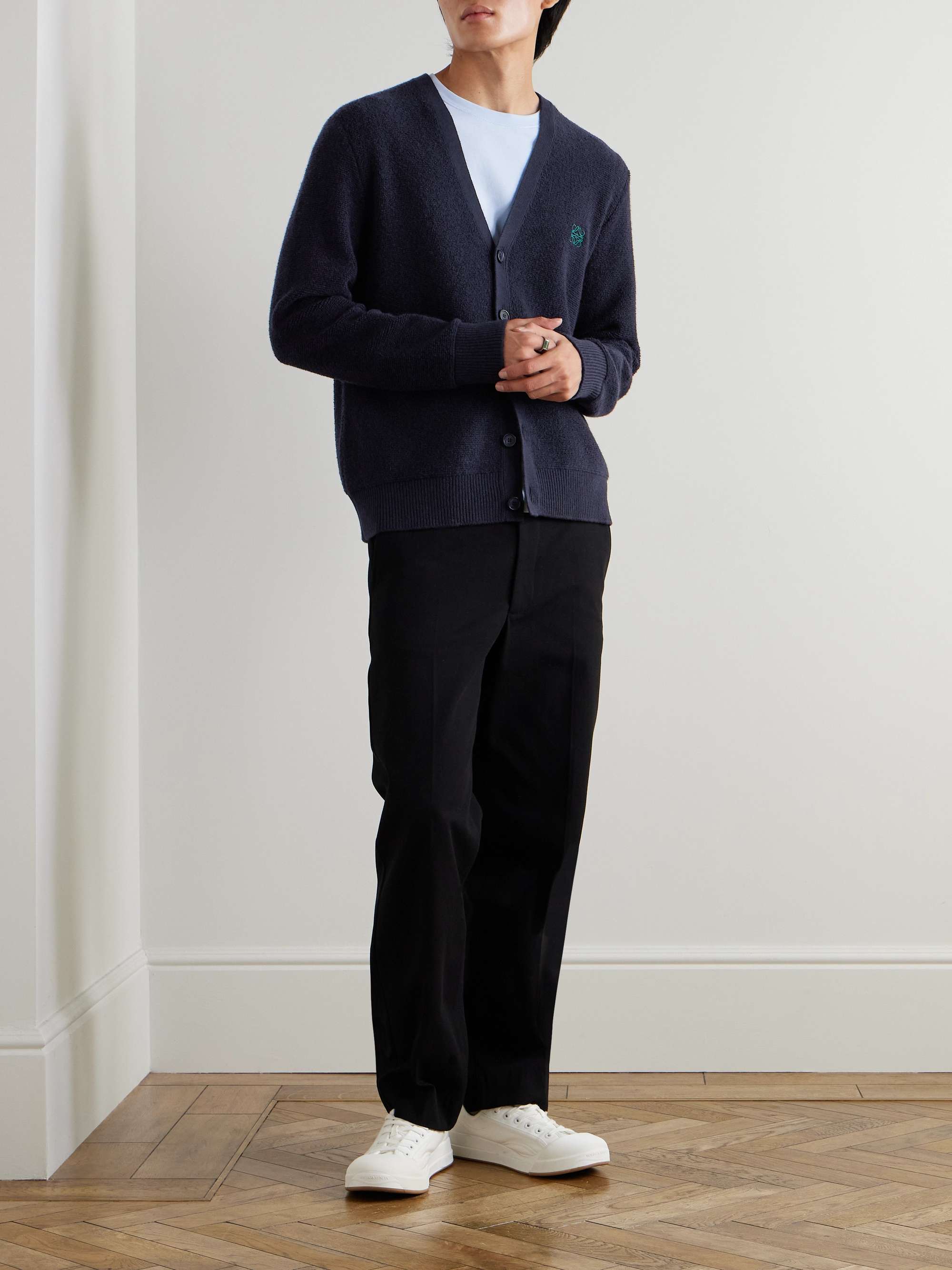 Logo-Embroidered Wool Cardigan view