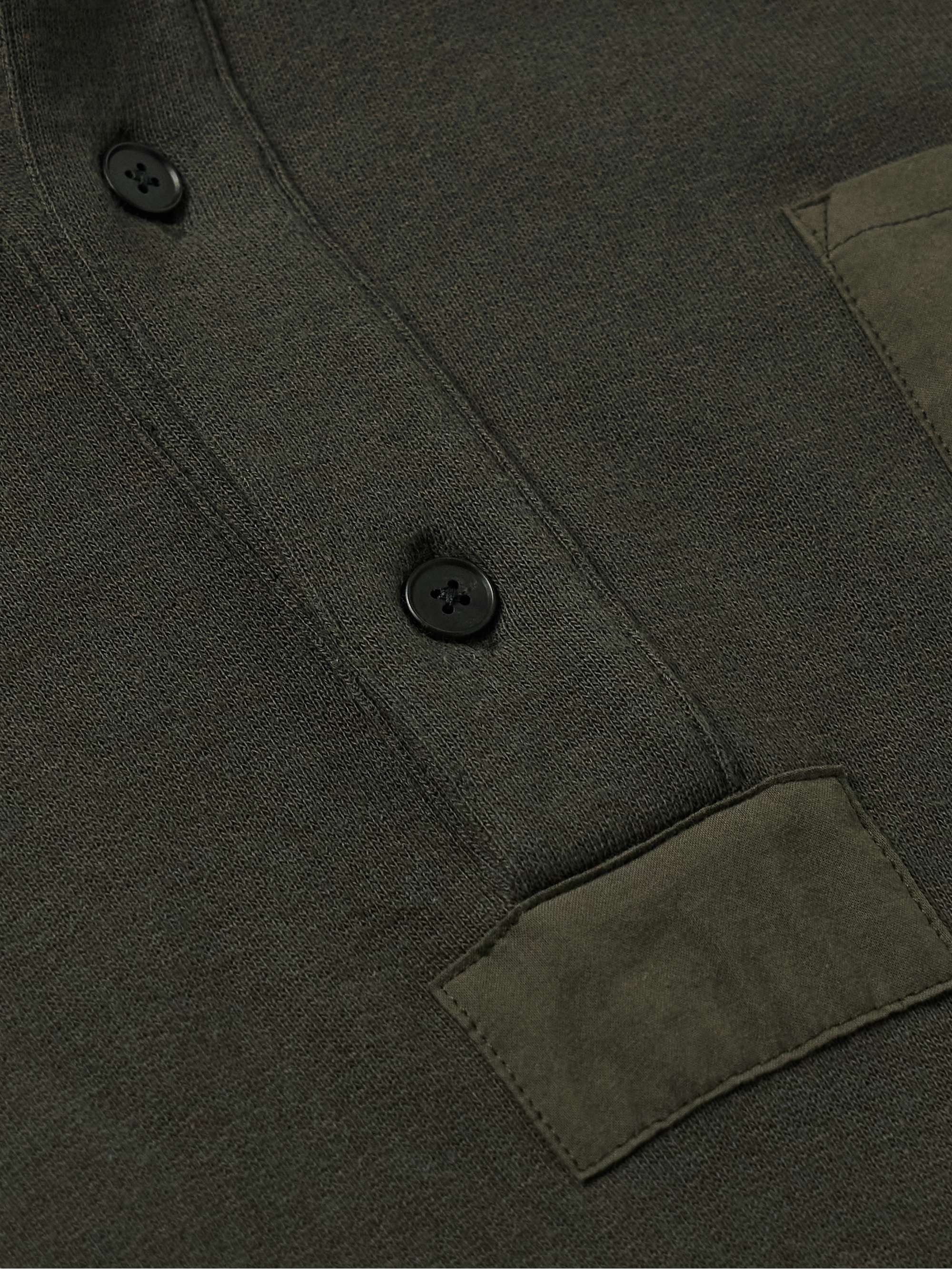 Dende Poplin-Trimmed Brushed Cotton and Cashmere-Blend Polo Shirt view