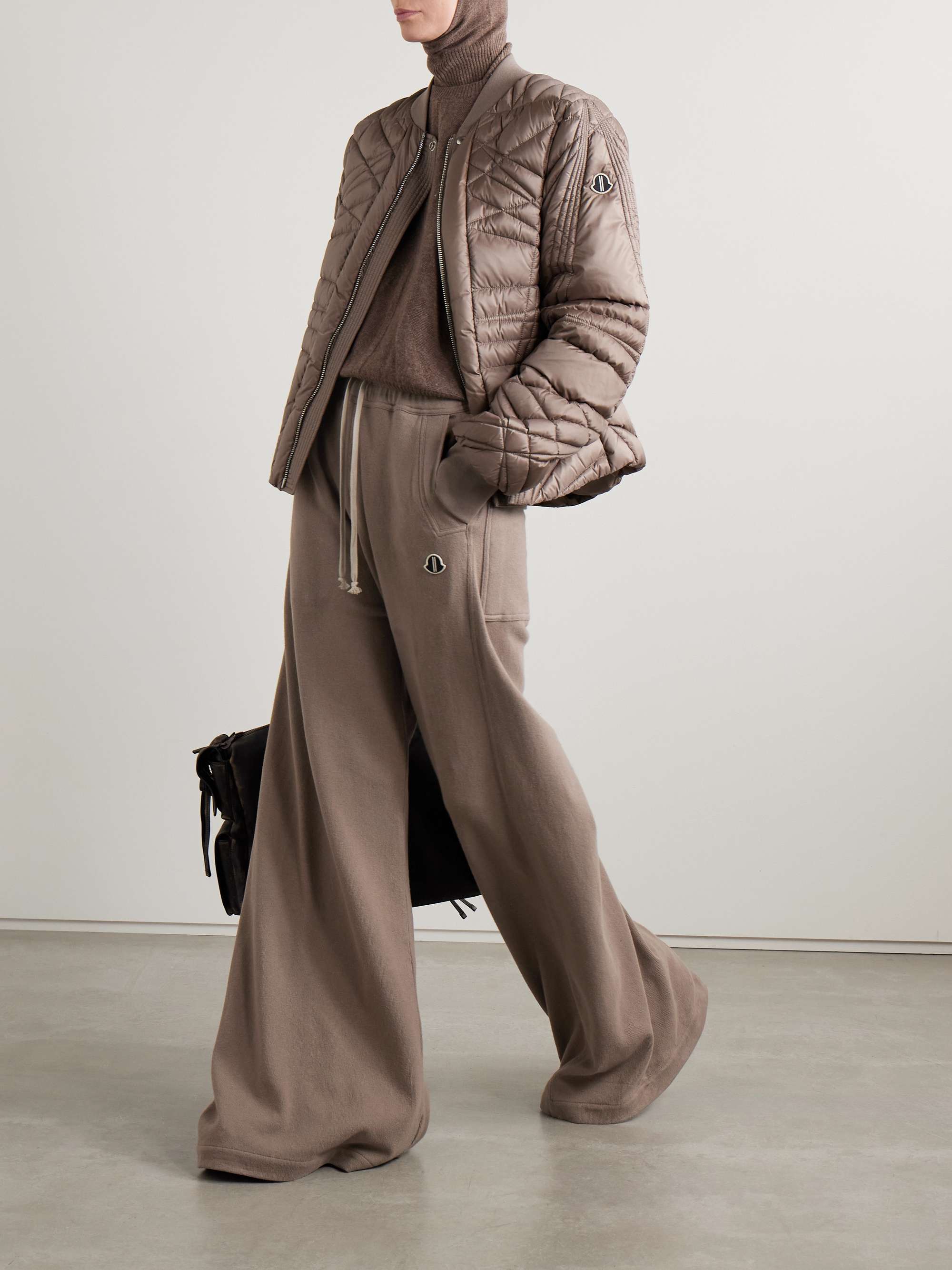 + Moncler Belas appliquéd cotton-jersey wide-leg track pants view