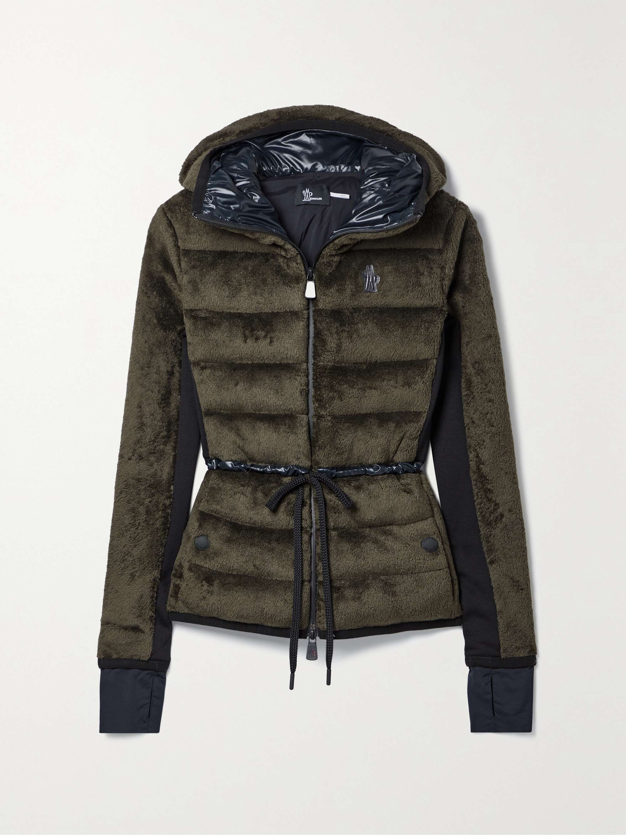 Stretch jersey-trimmed quilted Polartec fleece down jacket hero visual