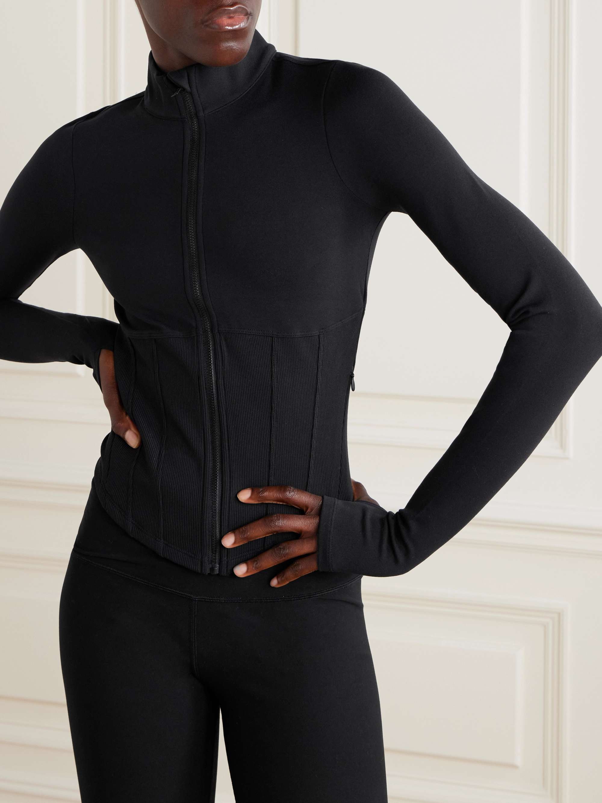 Airbrush ribbed stretch-jersey corset jacket view