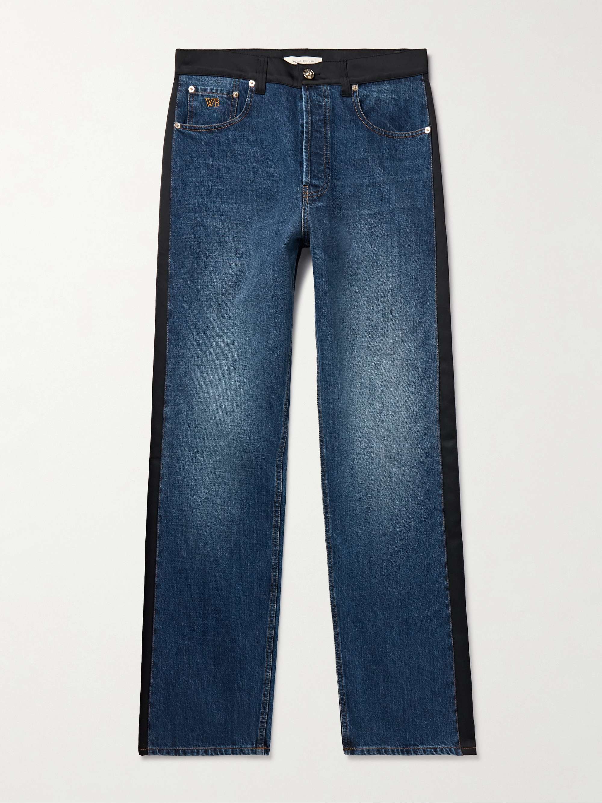 Echo Straight-Leg Satin-Trimmed Jeans hero visual