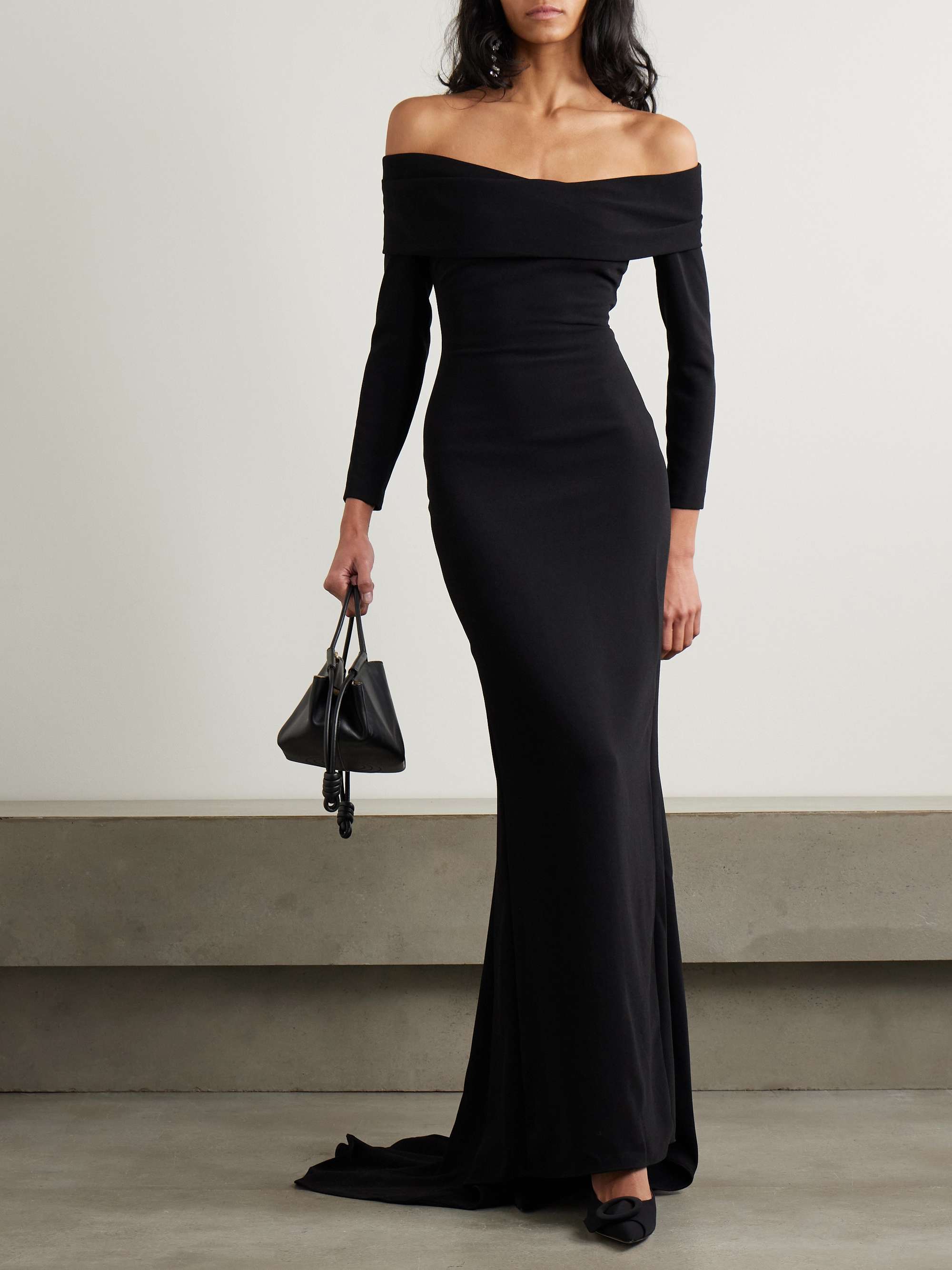 Lyla off-the-shoulder crepe gown view