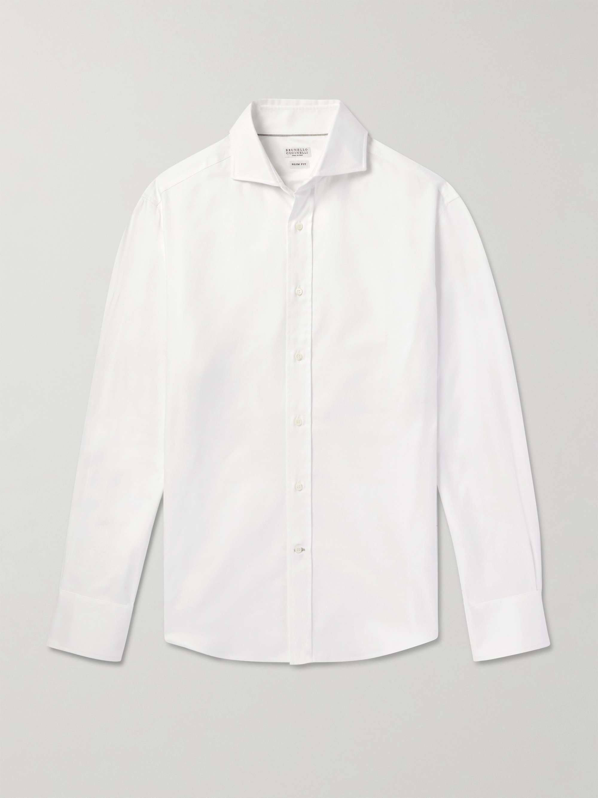 Cutaway-Collar Slim-Fit Cotton-Piqué Shirt hero visual
